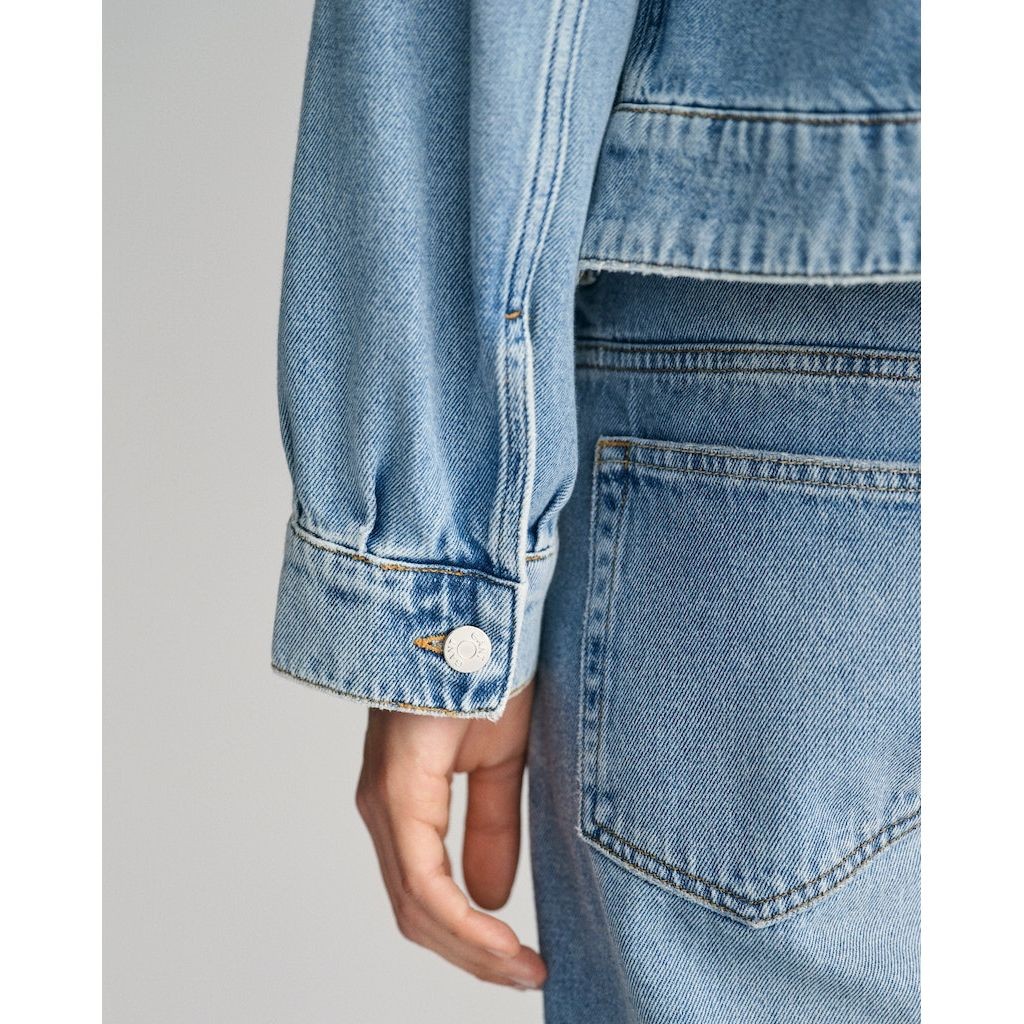 GANT Striukė moterims, Mėlyna, CROPPED DENIM JACKET 4