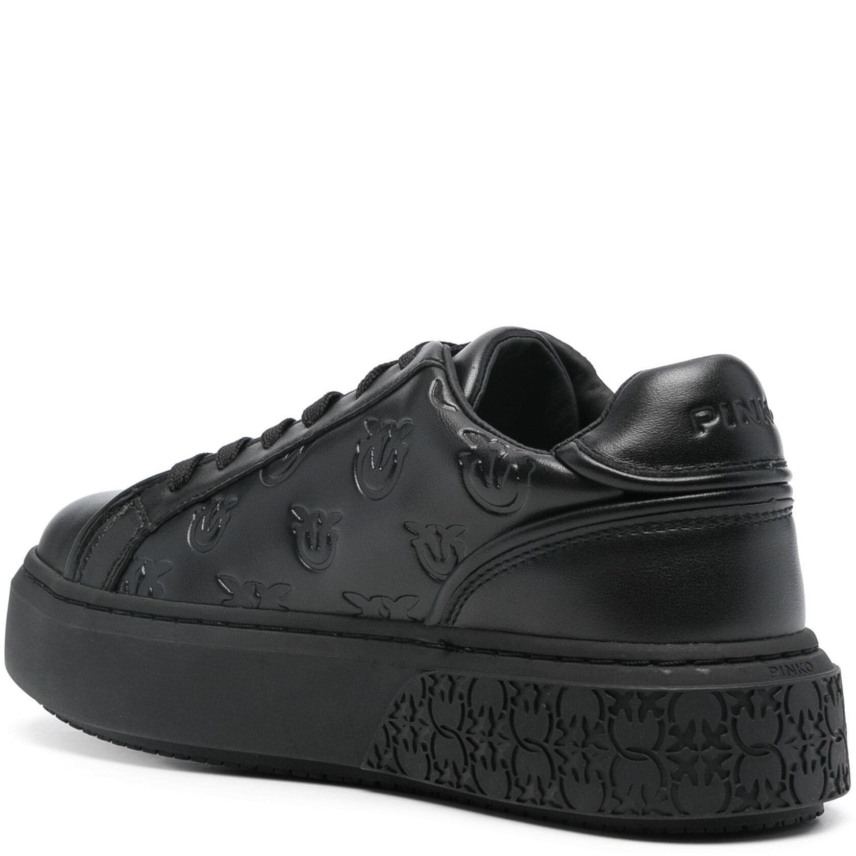 PINKO Laisvalaikio bateliai moterims, Juoda, Yoko leather sneakers 3