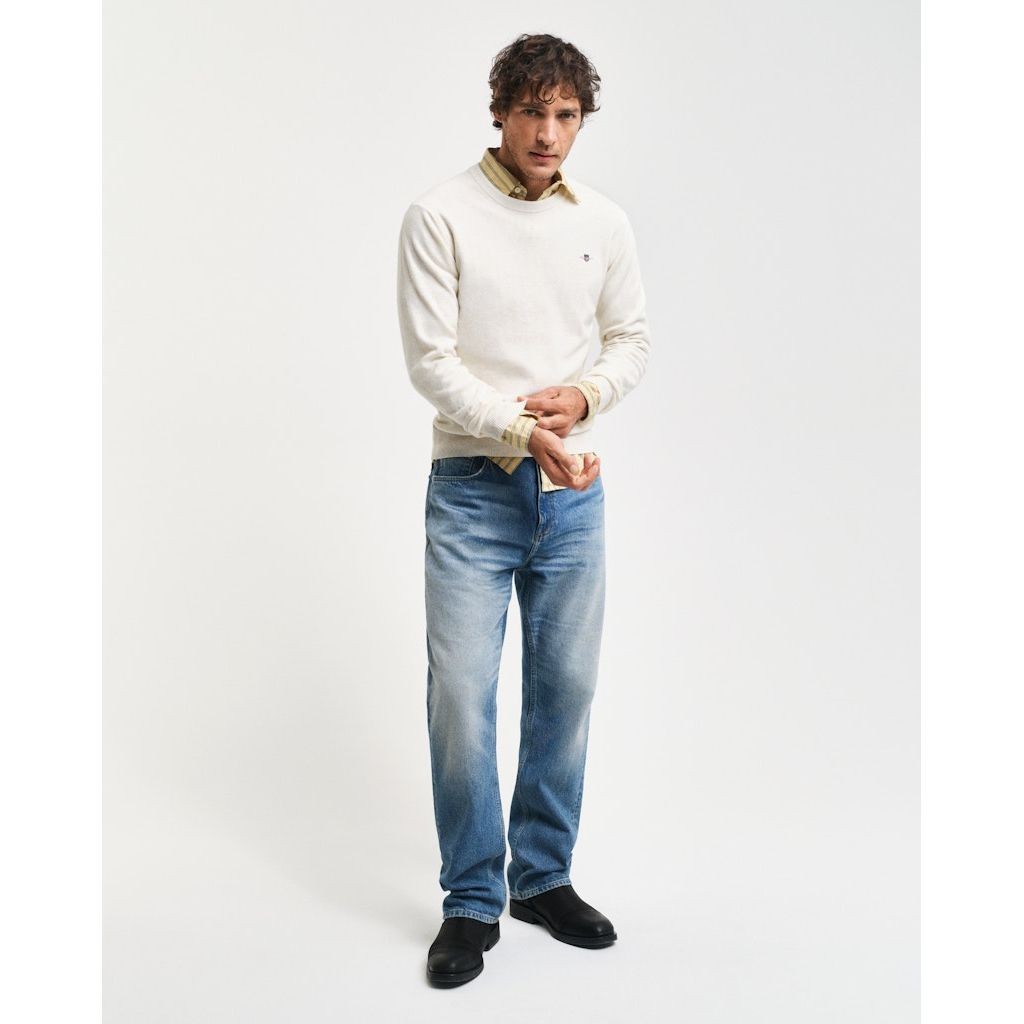GANT Megztinis vyrams, Smėlio, Superfine lambswool sweater 5