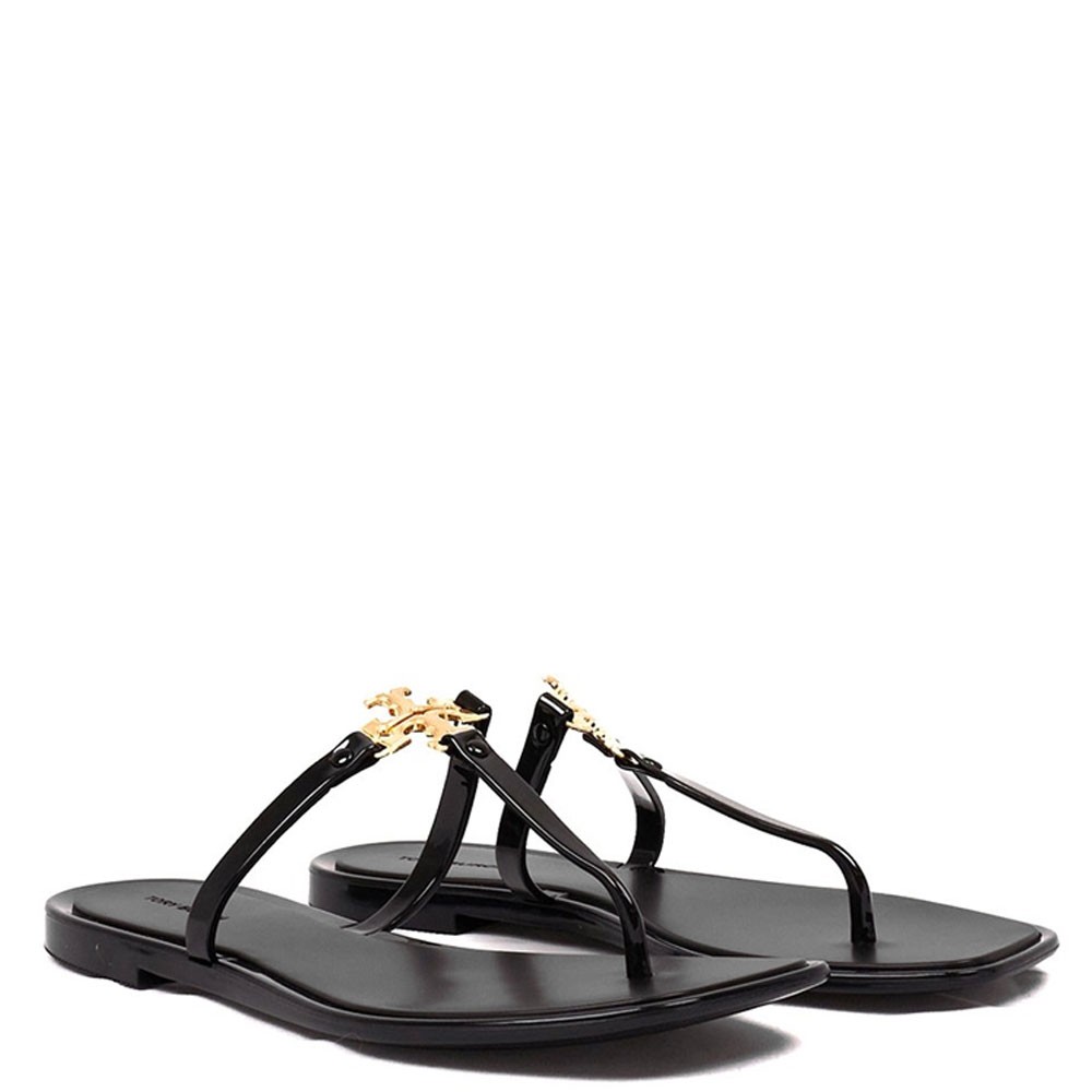 TORY BURCH Pliažo šlepetės per pirštą moterims, Juoda, Roxanne jelly 1