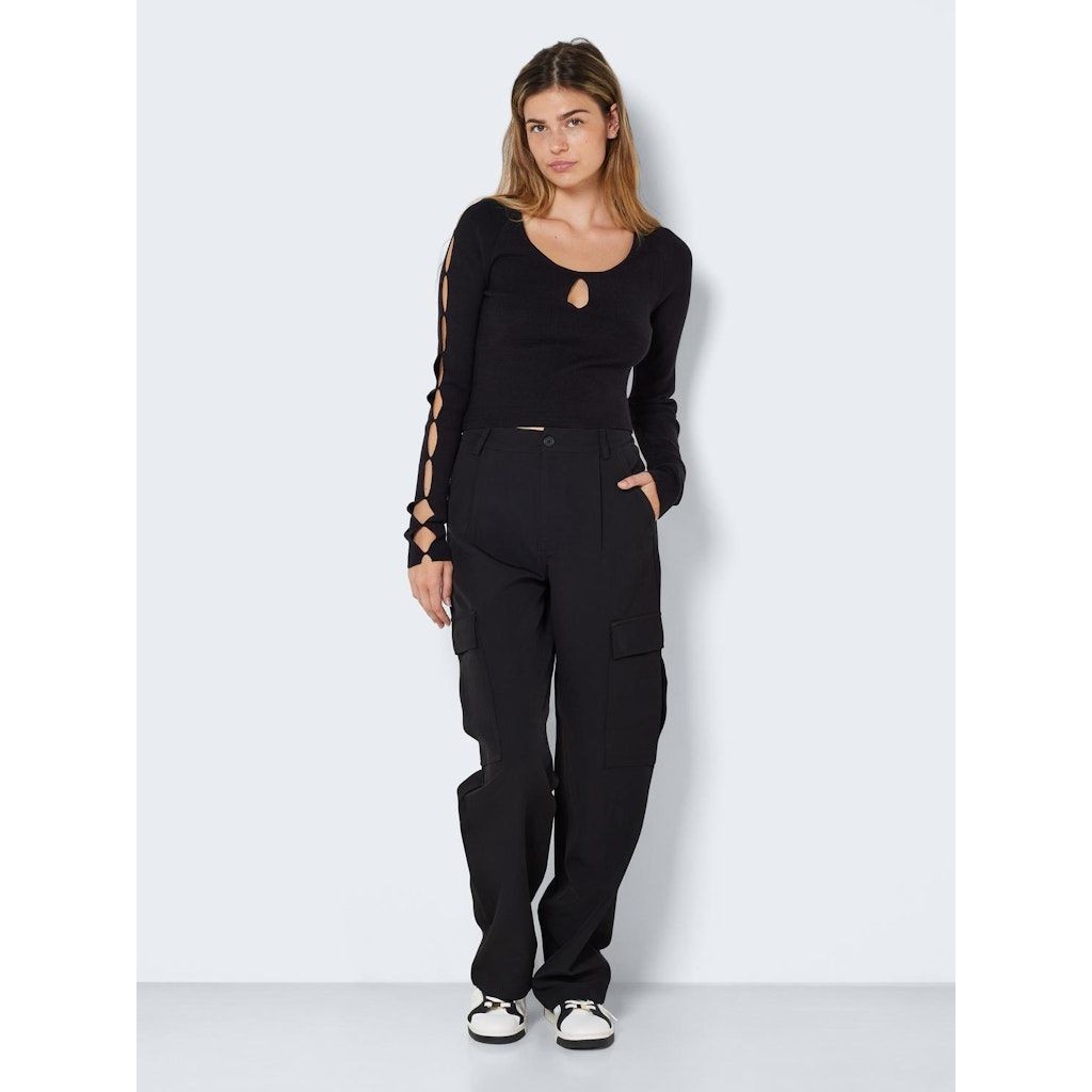 NOISY MAY Megztinis moterims, Juoda, NMORLA L/S KNIT TOP B 3