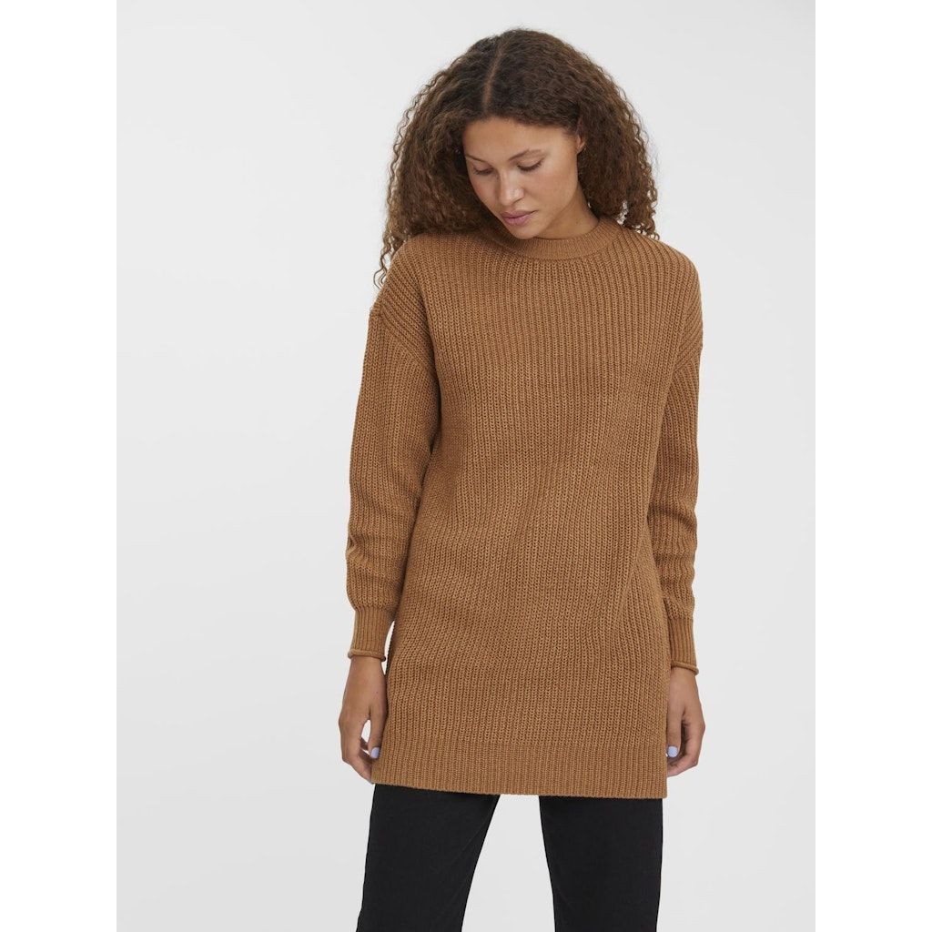 VERO MODA Mini suknelė moterims, Ruda, VMLEA LS O-NECK SHORT 2