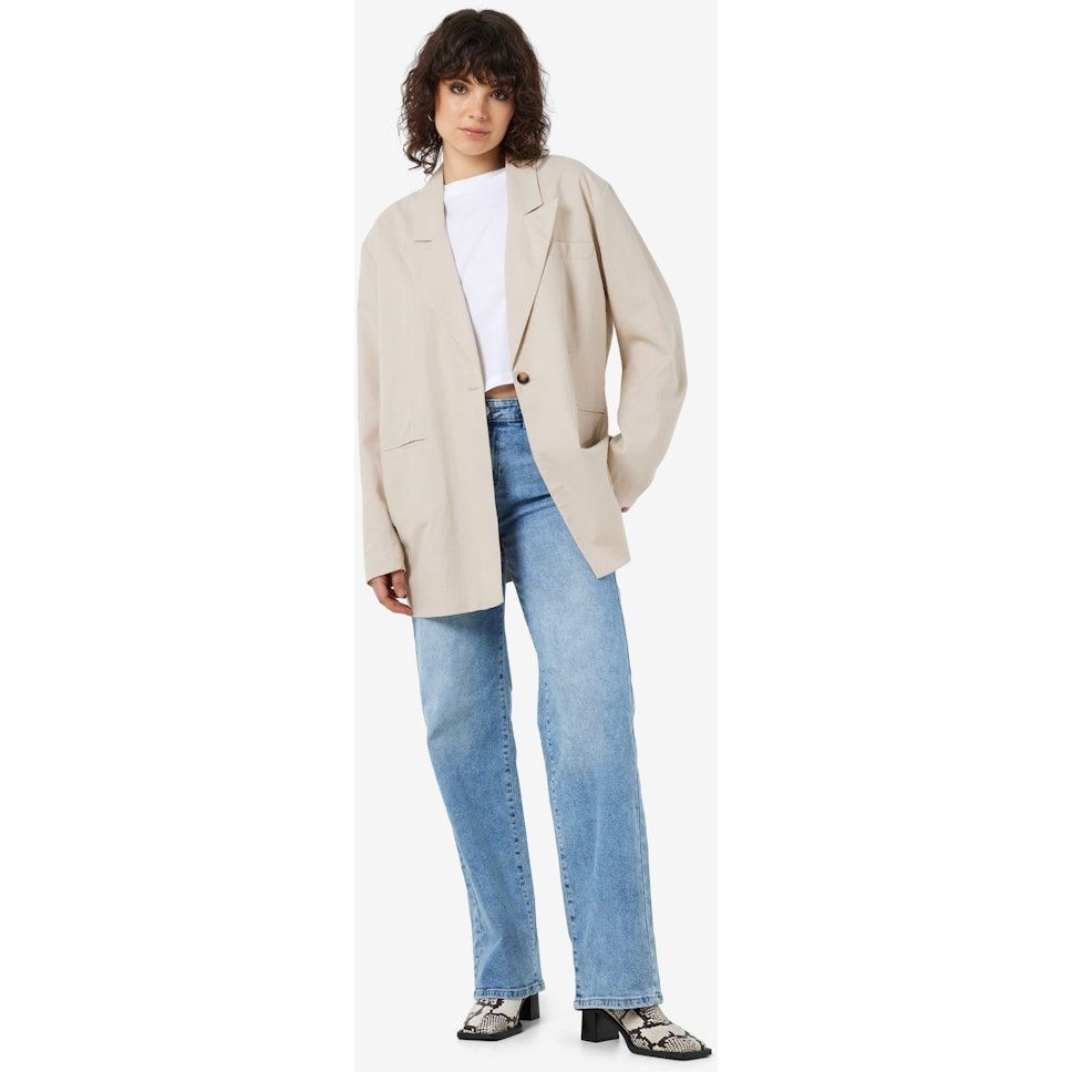 NOISY MAY Švarkas moterims, Smėlio, NMANNE MILLA LS LINEN 5