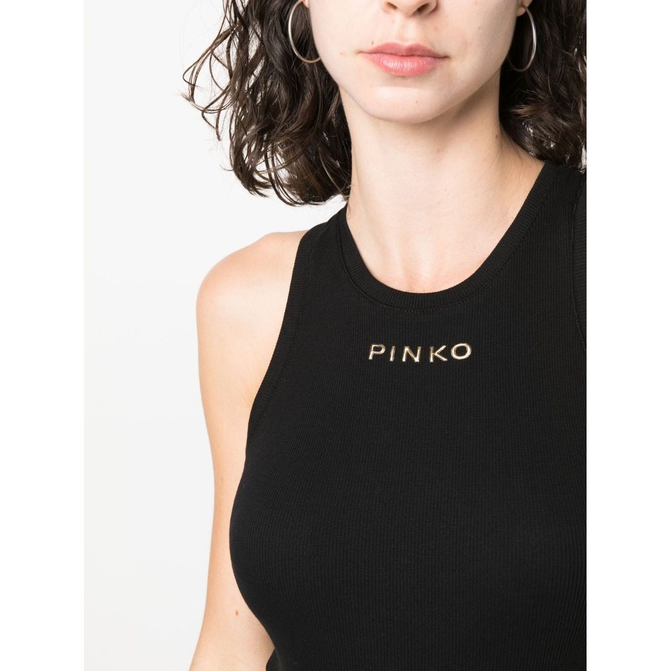 PINKO Marškiniai be rankovių moterims, Juoda, Distinto tank top 4