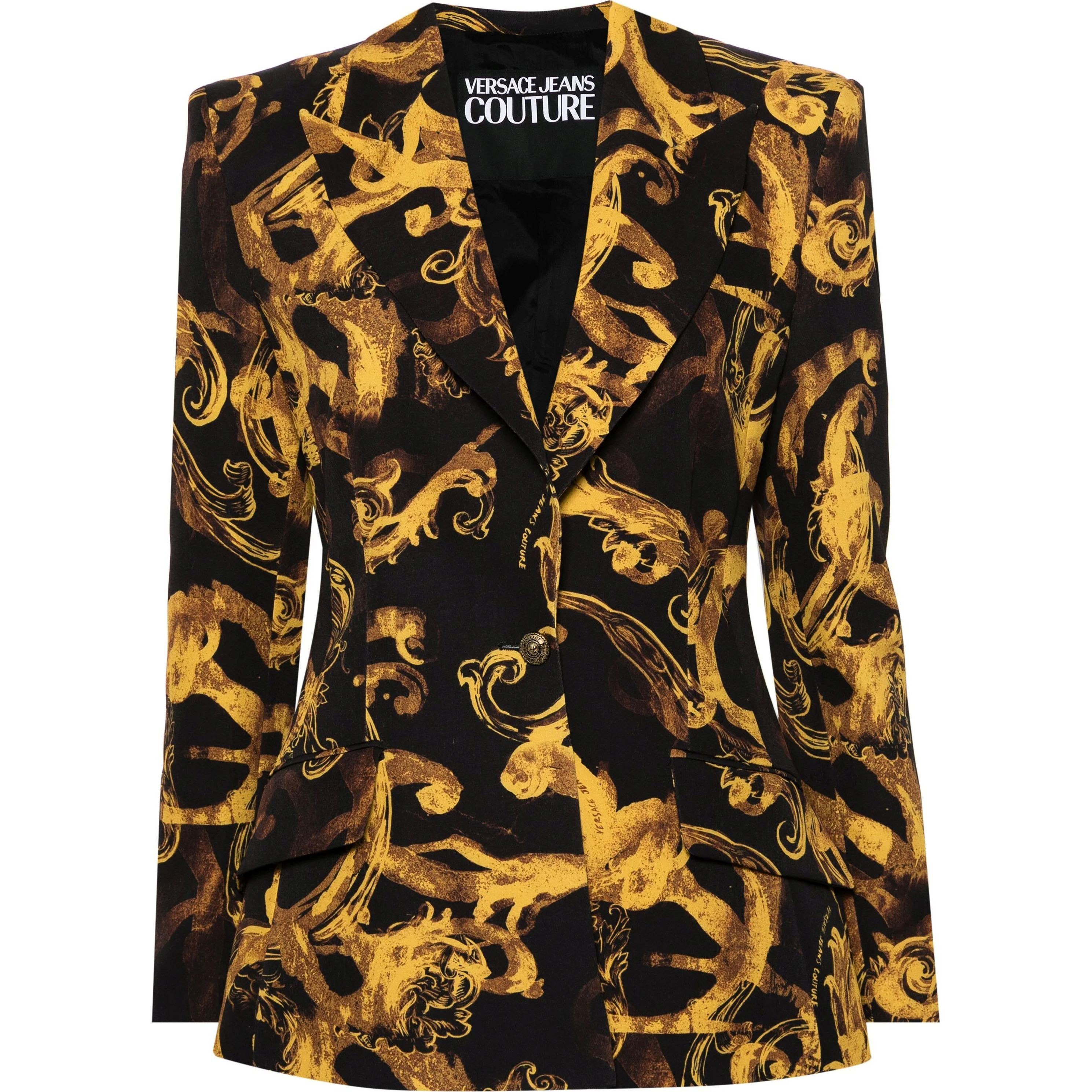VERSACE JEANS CUTURE Švarkas , Juoda, Barocco-print blazer
