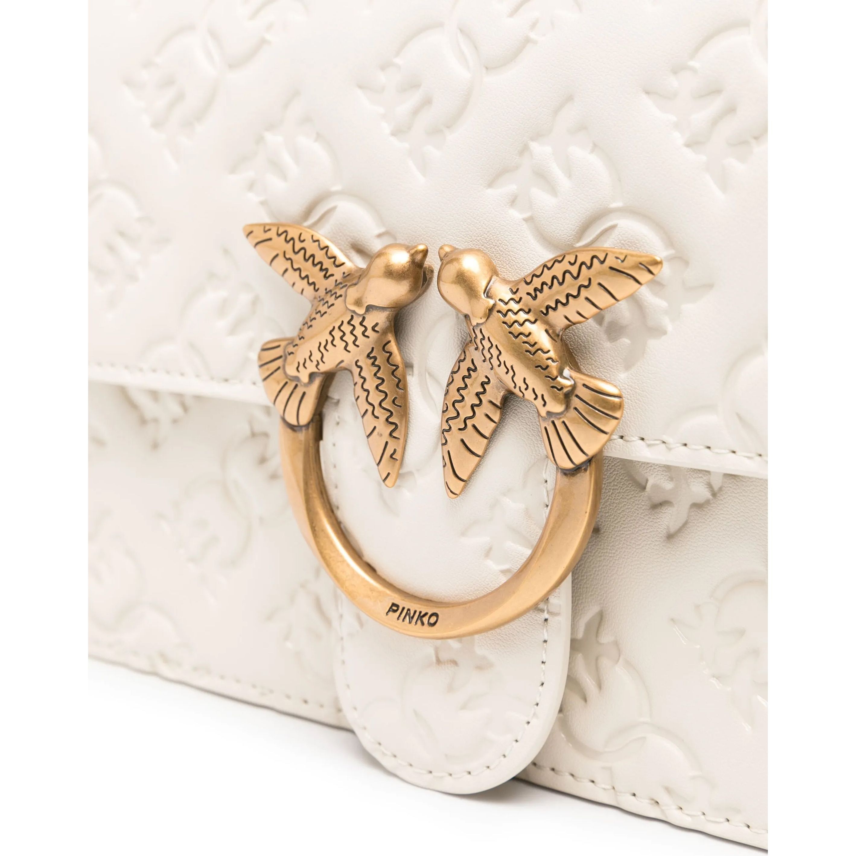 PINKO Rankinė per petį moterims, Balta, Love one mini shoulder bag 3