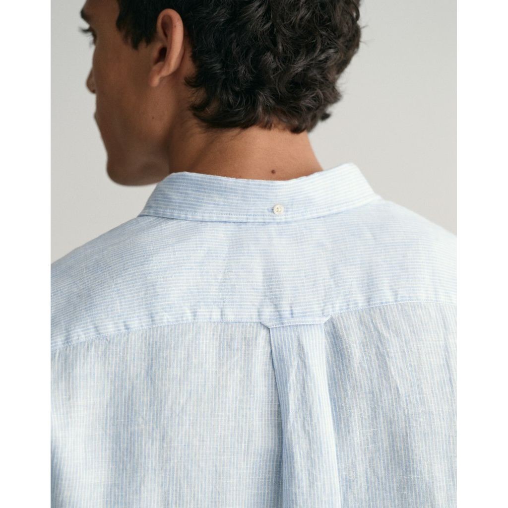 GANT Marškiniai vyrams, Mėlyna, REG LINEN STRIPE SHIRT 4