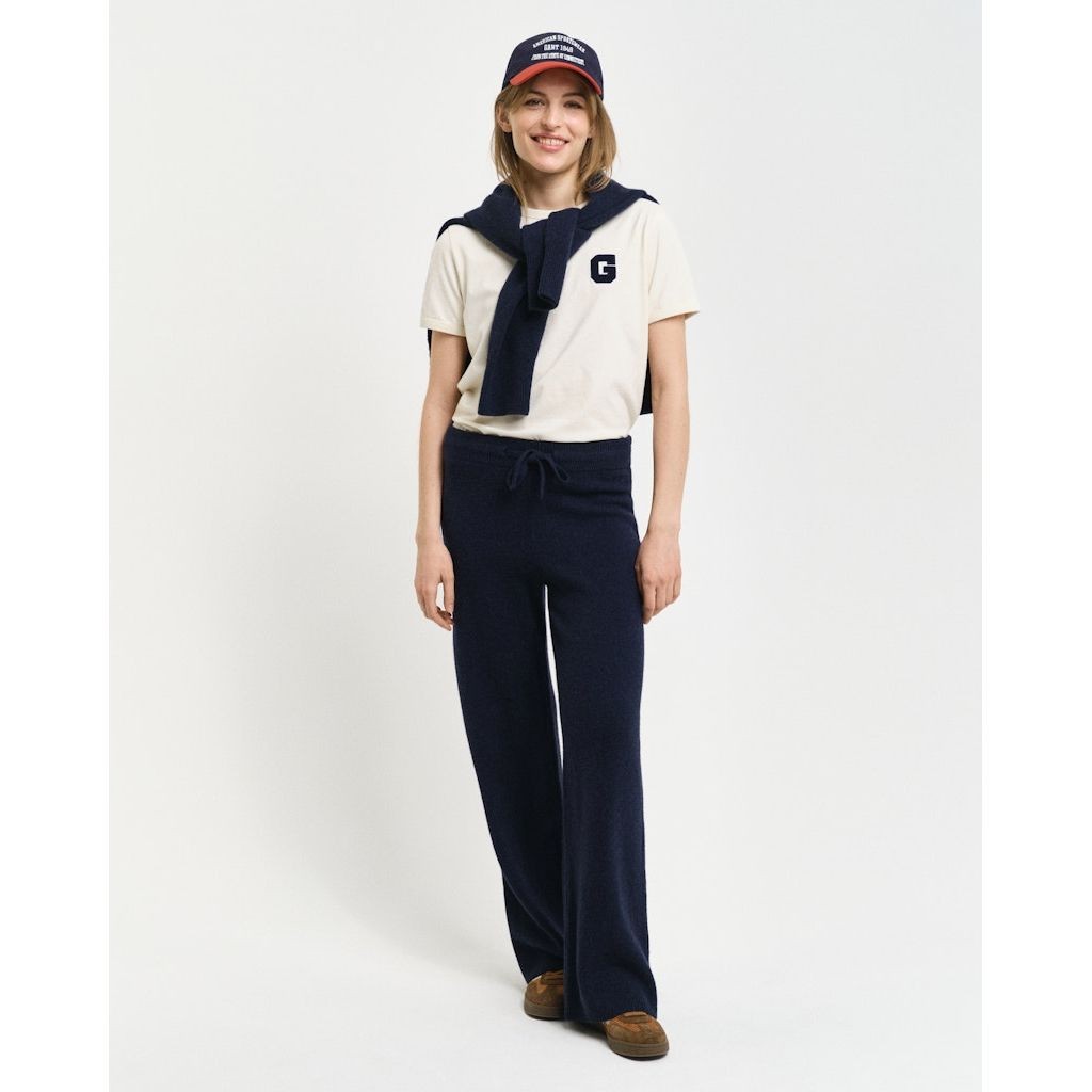 GANT Megztos kelnės moterims, Mėlyna, Wool knitted pants 5