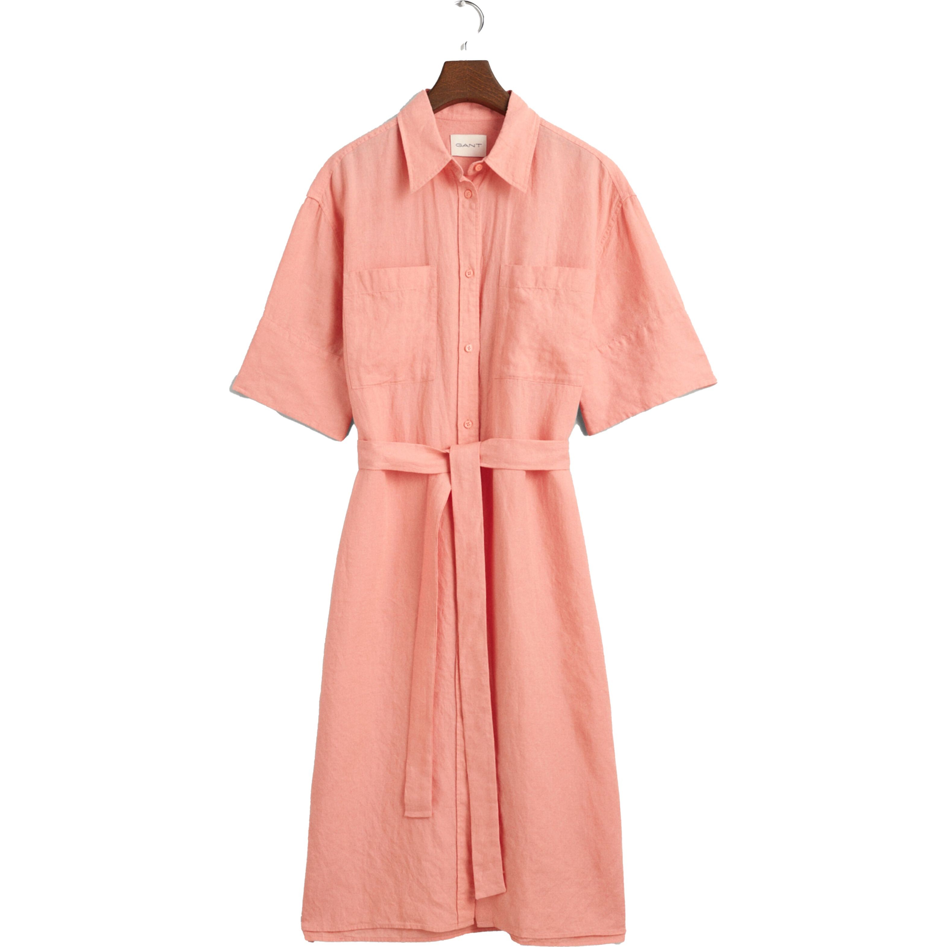 GANT Midi suknelė moterims, Rožinė, REL LINEN SS SHIRT DRESS 1
