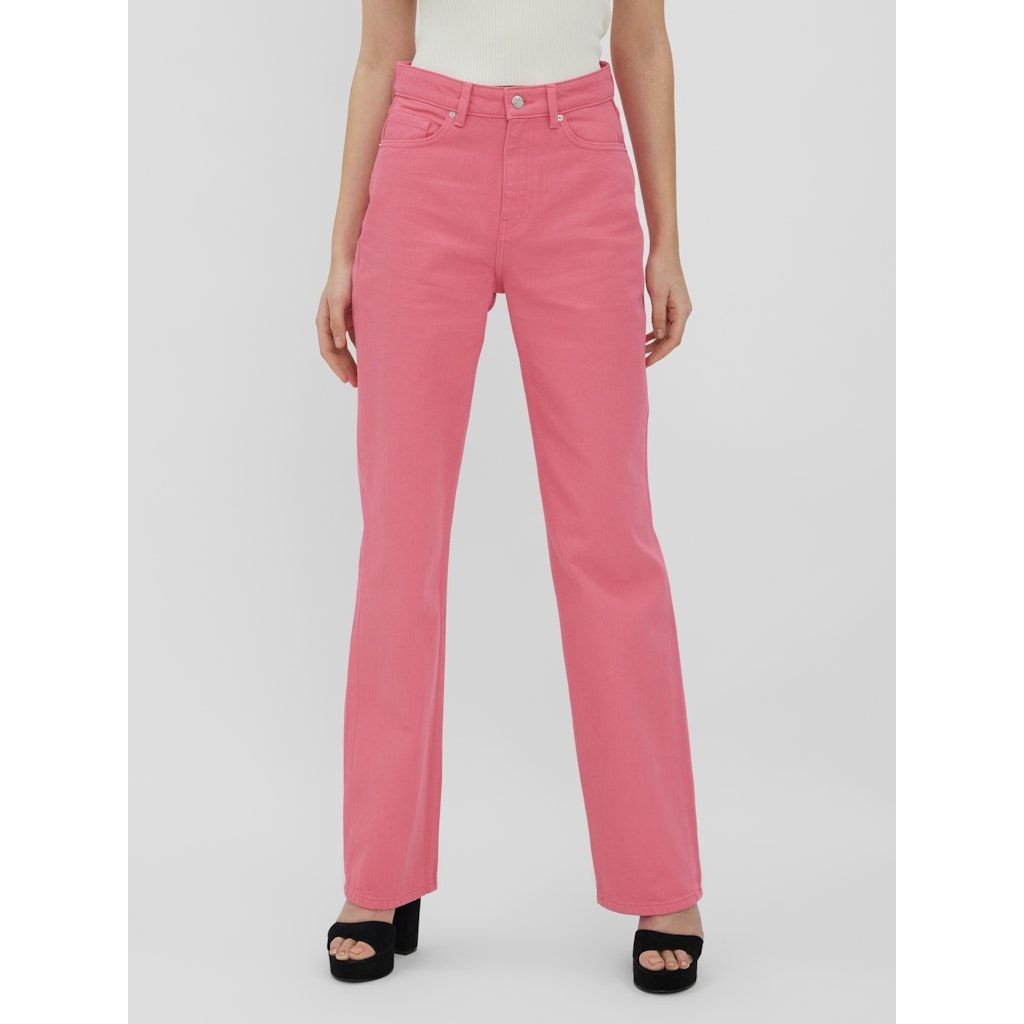 VERO MODA Tiesūs džinsai moterims, Rožinė, VMKITHY HR LOOSE STRA 3