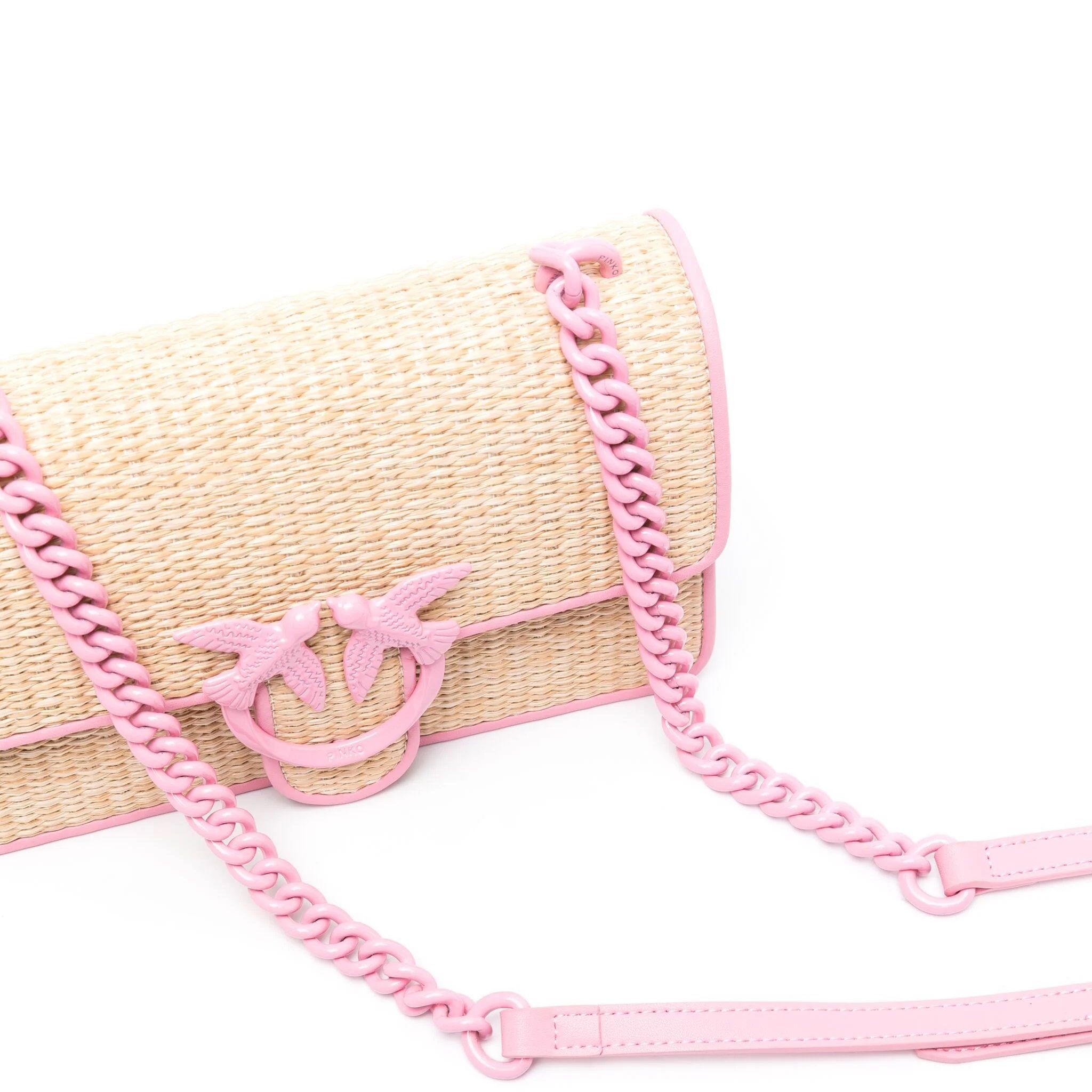 PINKO Rankinė per petį moterims, Marga, Mini raffia shoulder bag 3