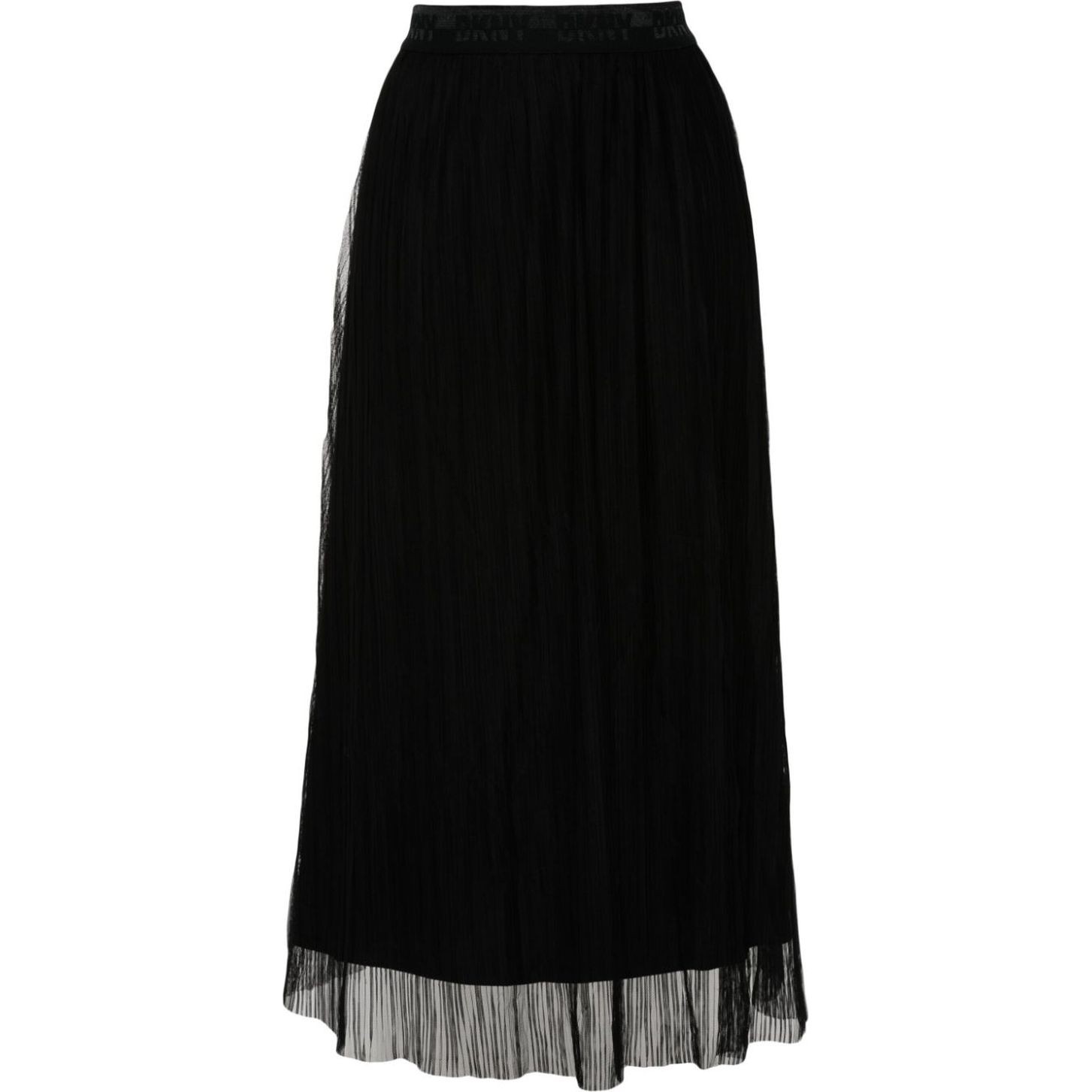 DKNY Midi sijonas moterims, Juoda, Logo waist plisse mesh skirt