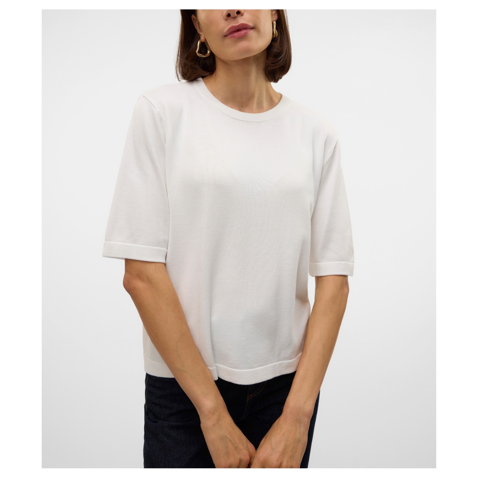 VERO MODA Megzta palaidinė moterims, Balta, Silje oversize 2