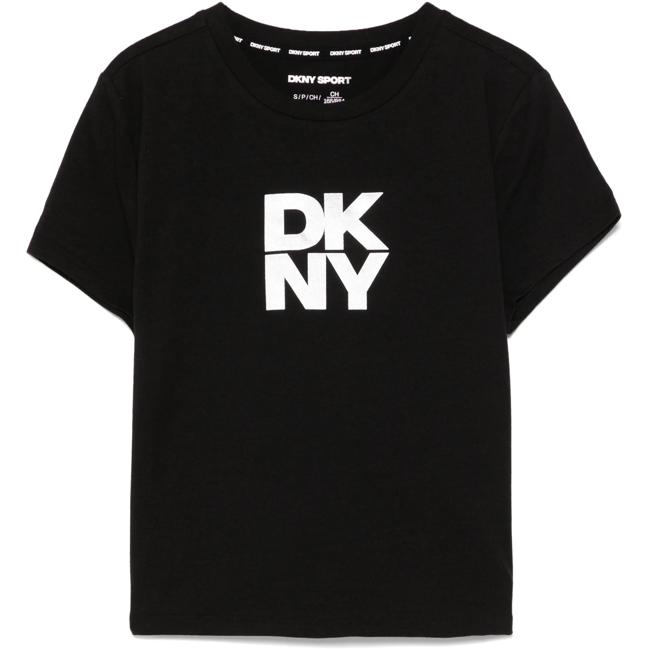 DKNY Marškinėliai trump. rankovėmis moterims, Juoda, Foil lg crop ss tee 1