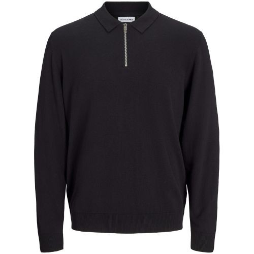 JACK & JONES Megztinis vyrams, Juoda, Emil knit polo half zip 1