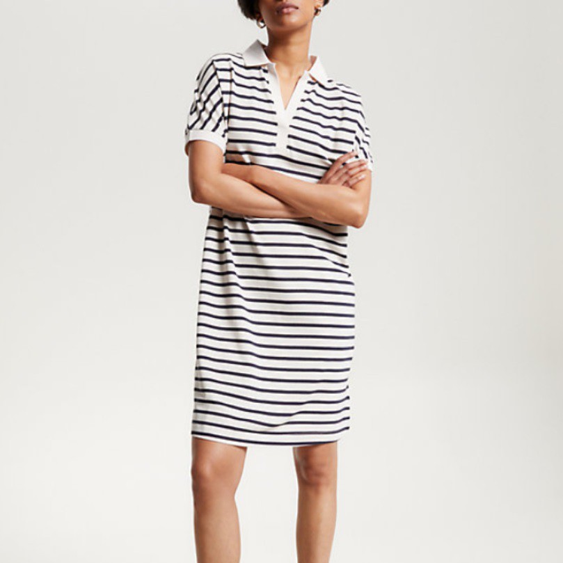 TOMMY HILFIGER Midi suknelė moterims, Balta, Relaxed lyocell polo knee drs 2