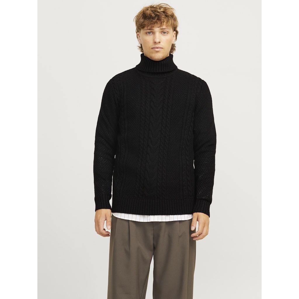 JACK & JONES Megztinis su kaklu vyrams, Juoda, Craig knit roll neck 6