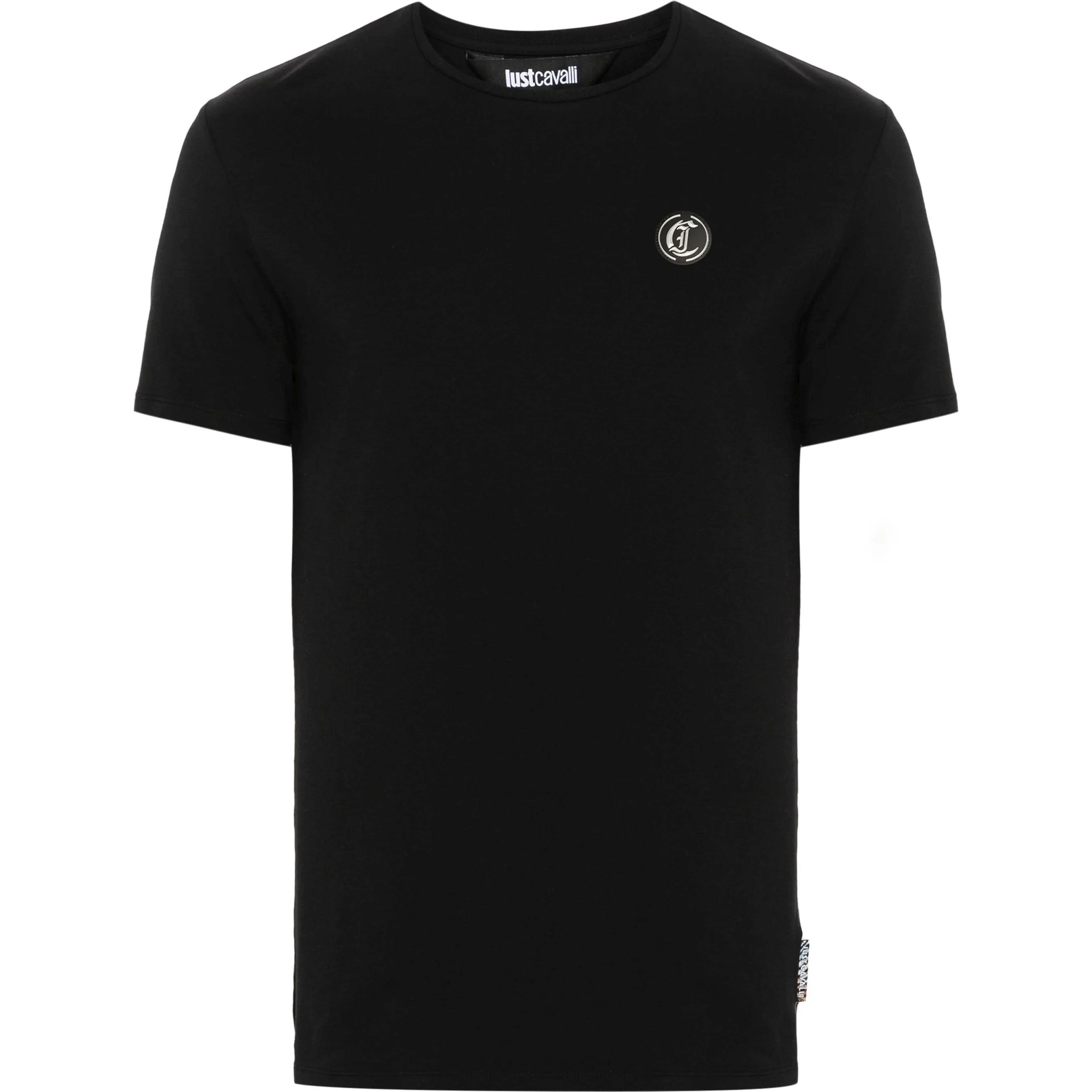 JUST CAVALI Marškinėliai trump. rankovėmis vyrams, Juoda, Logo-print t-shirt