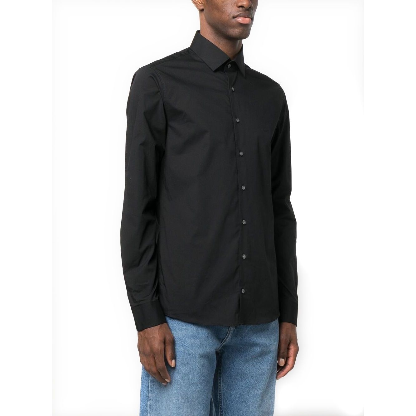 CALVIN KLEIN Marškiniai ilgomis rankovėmis vyrams, Juoda, Poplin stretch slim shirt 2