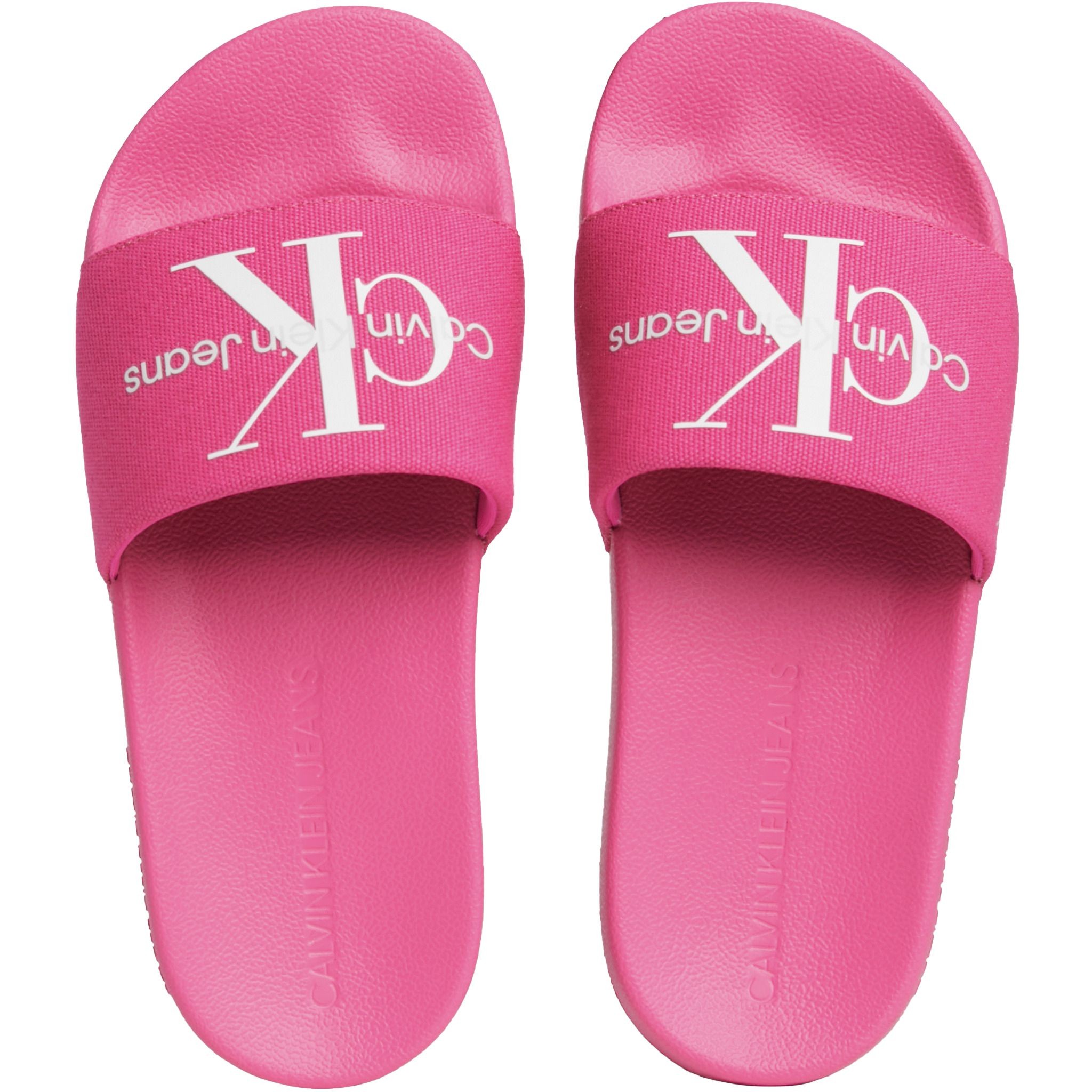 CALVIN KLEIN JEANS Guminės šlepetės moterims, Rožinė, Slide monogram 4