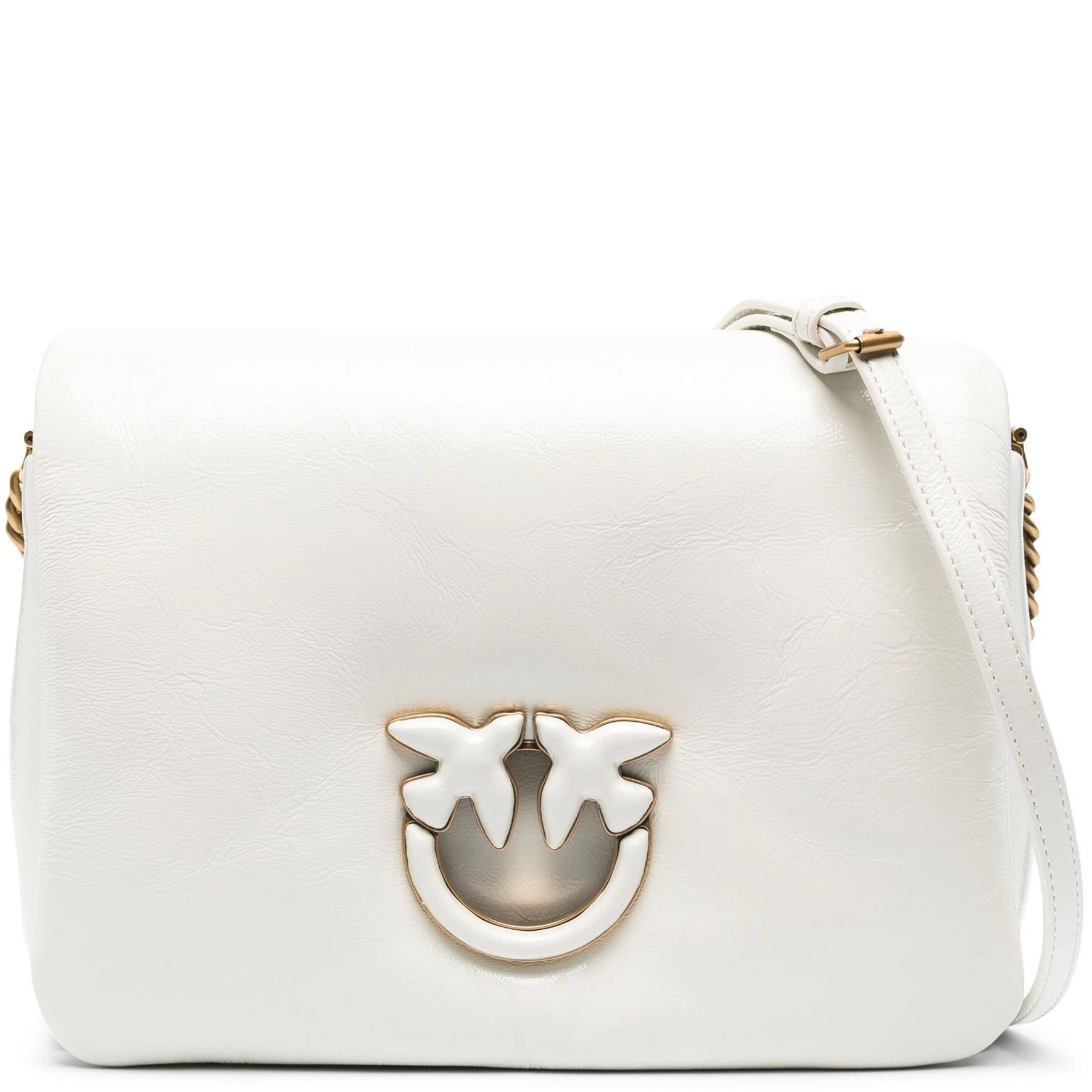 PINKO Rankinė per petį moterims, Balta, Love leather crossbody bag 1