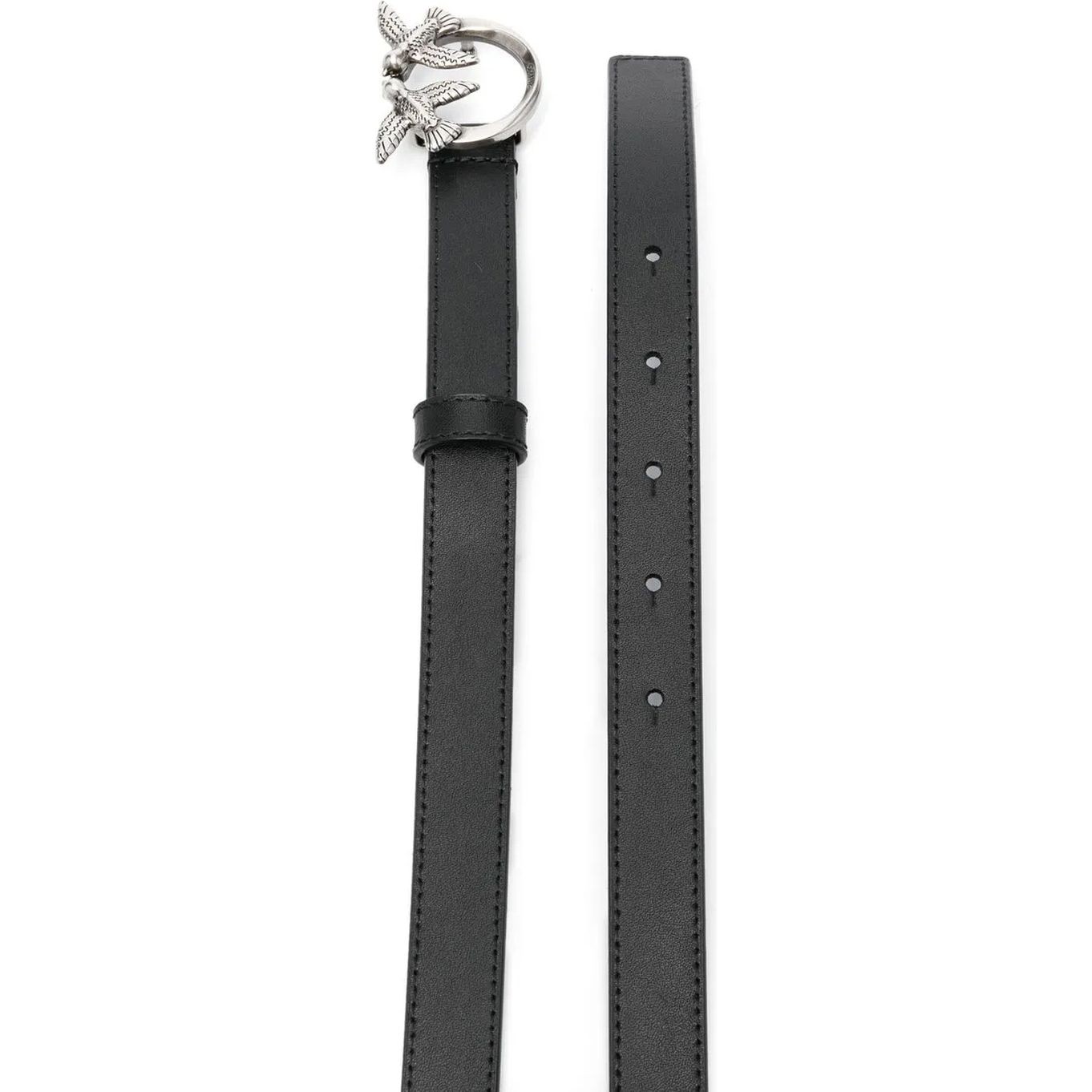 PINKO Diržas moterims, Juoda, Love bird leather belt 2
