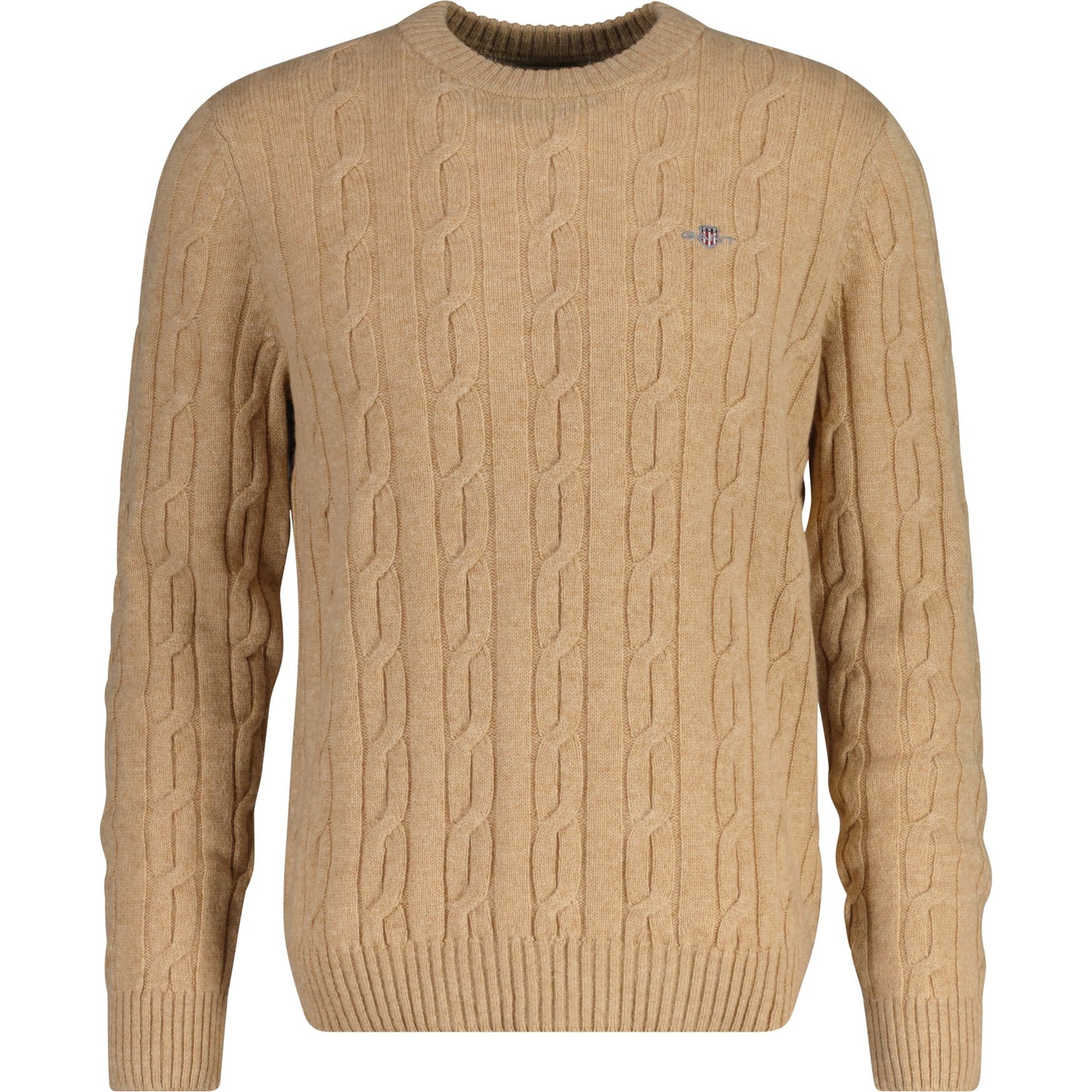 GANT Megztinis vyrams, Chaki, Labswool cable c-neck sweater 1