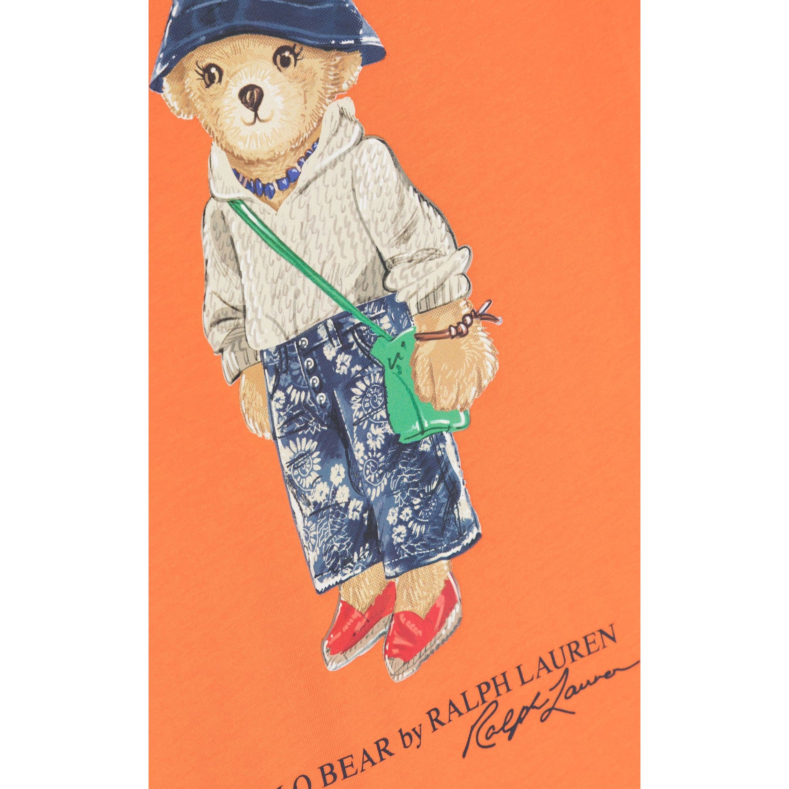 RALPH LAUREN KIDS Marškinėliai trump. rankovėmis mergaitėms, Oranžinė, Bear tee 3