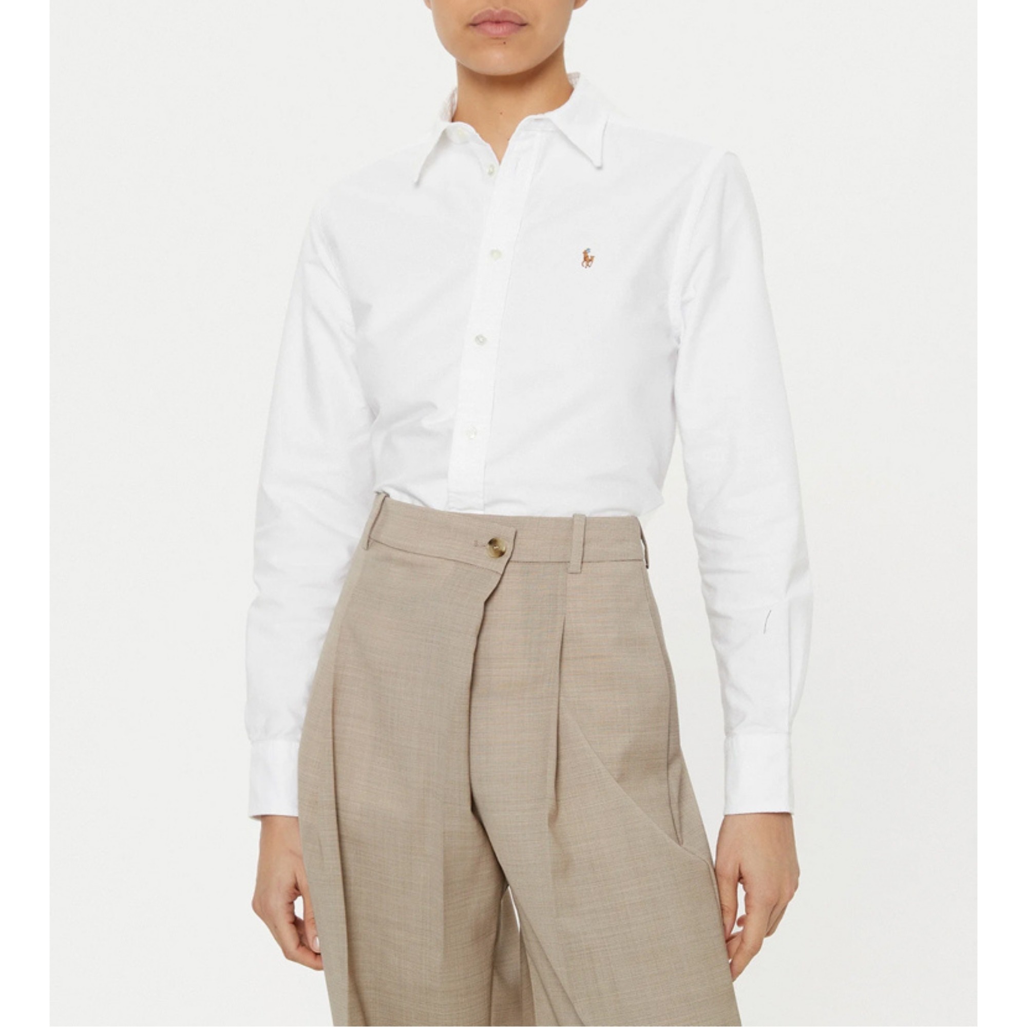 POLO RALPH LAUREN Marškiniai ilgomis rankovėmis moterims, Balta, Long sleeve button front shirt 4