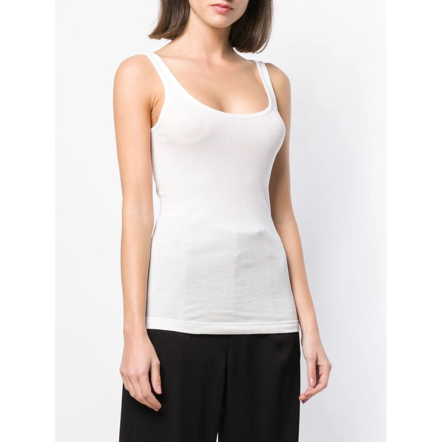 VINCE Palaidinės moterims, Balta, Scoop neck tank top 2