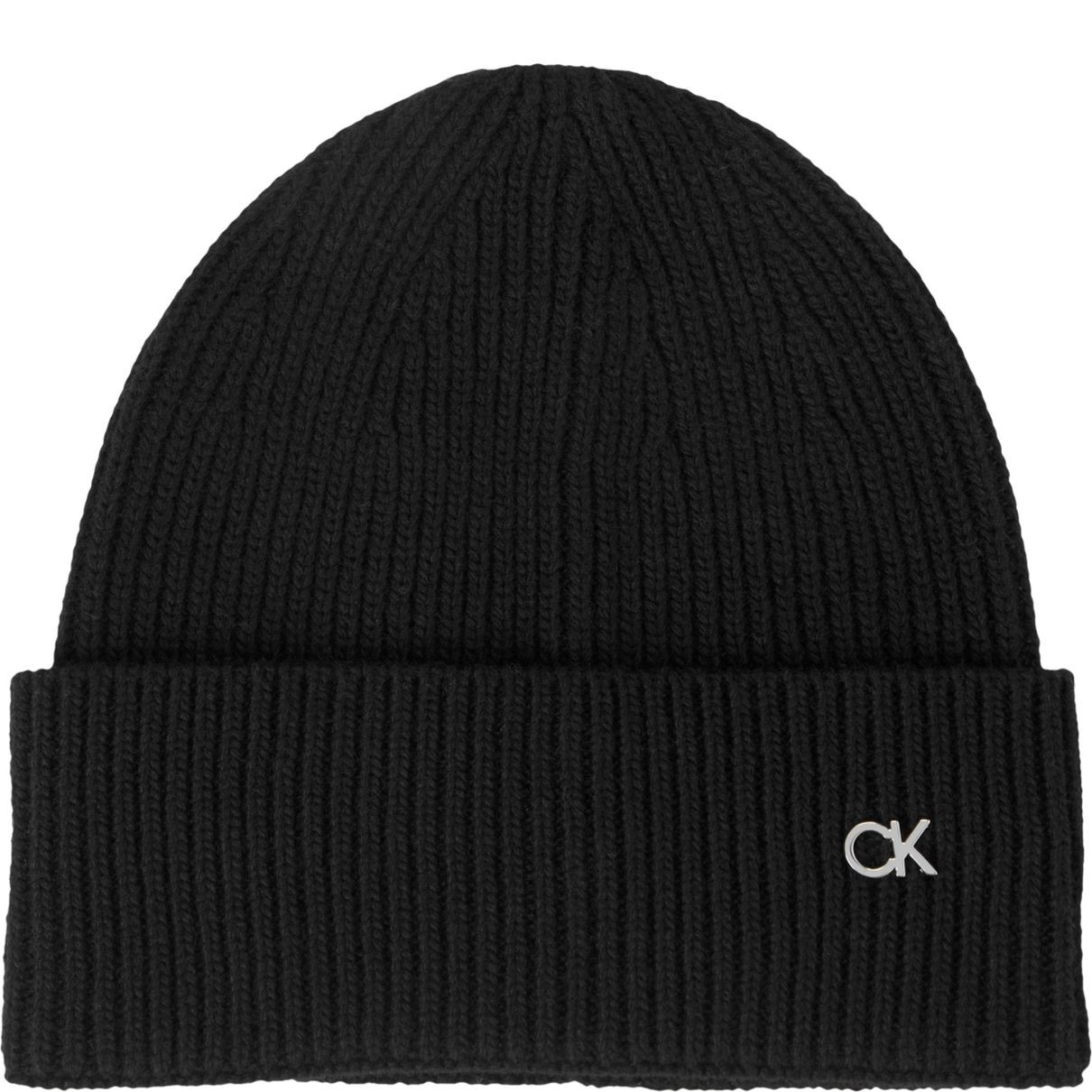 CALVIN KLEIN Kepurė moterims, Juoda, Re-lo mix beanie 1
