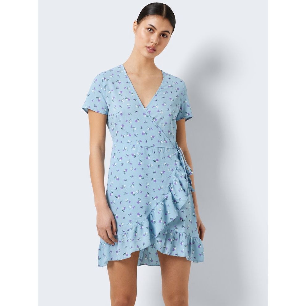 NOISY MAY Mini suknelė moterims, Mėlyna, NMCLARA BIANCA S/S WR 2