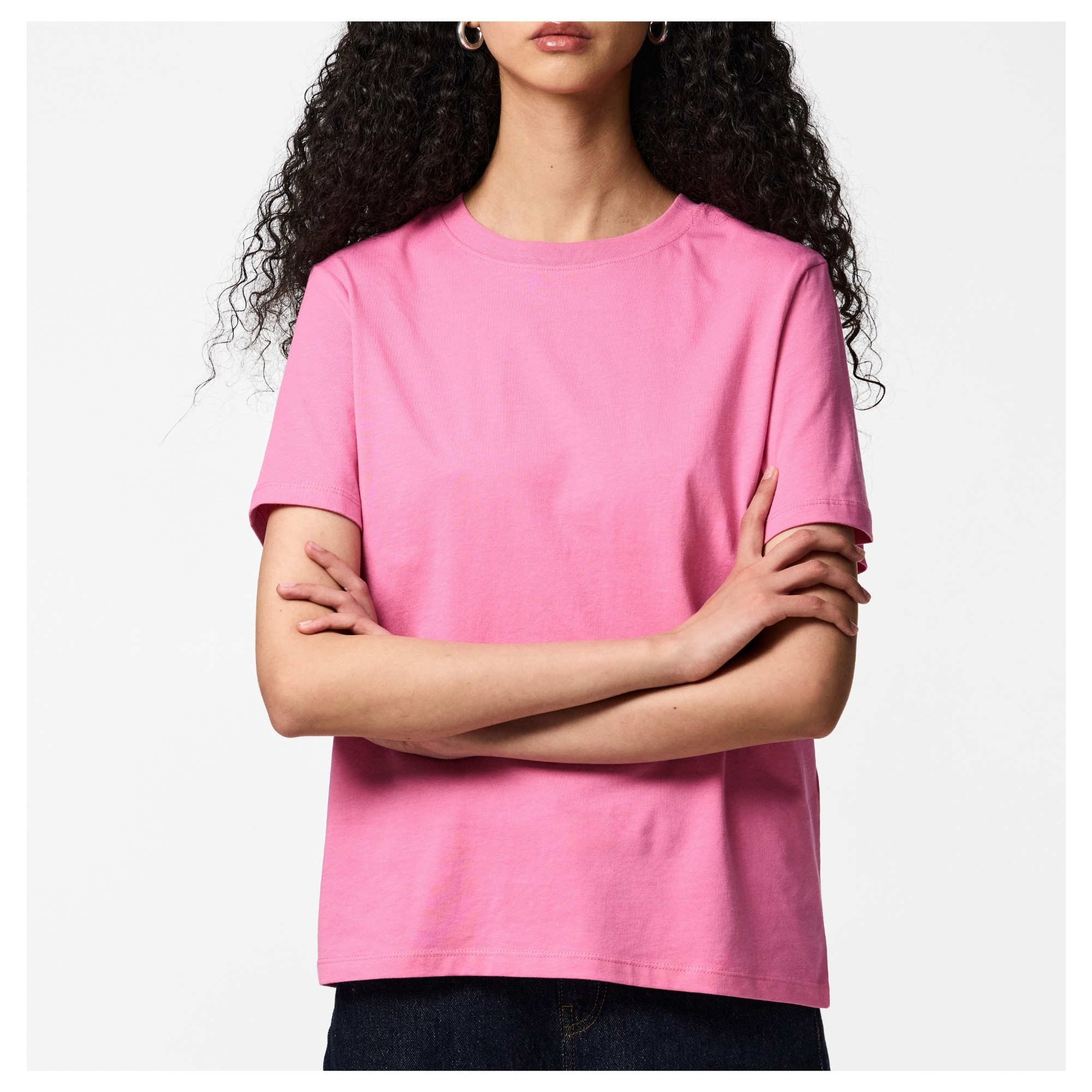 PIECES Marškinėliai moterims, Rožinė, Ria solid 3