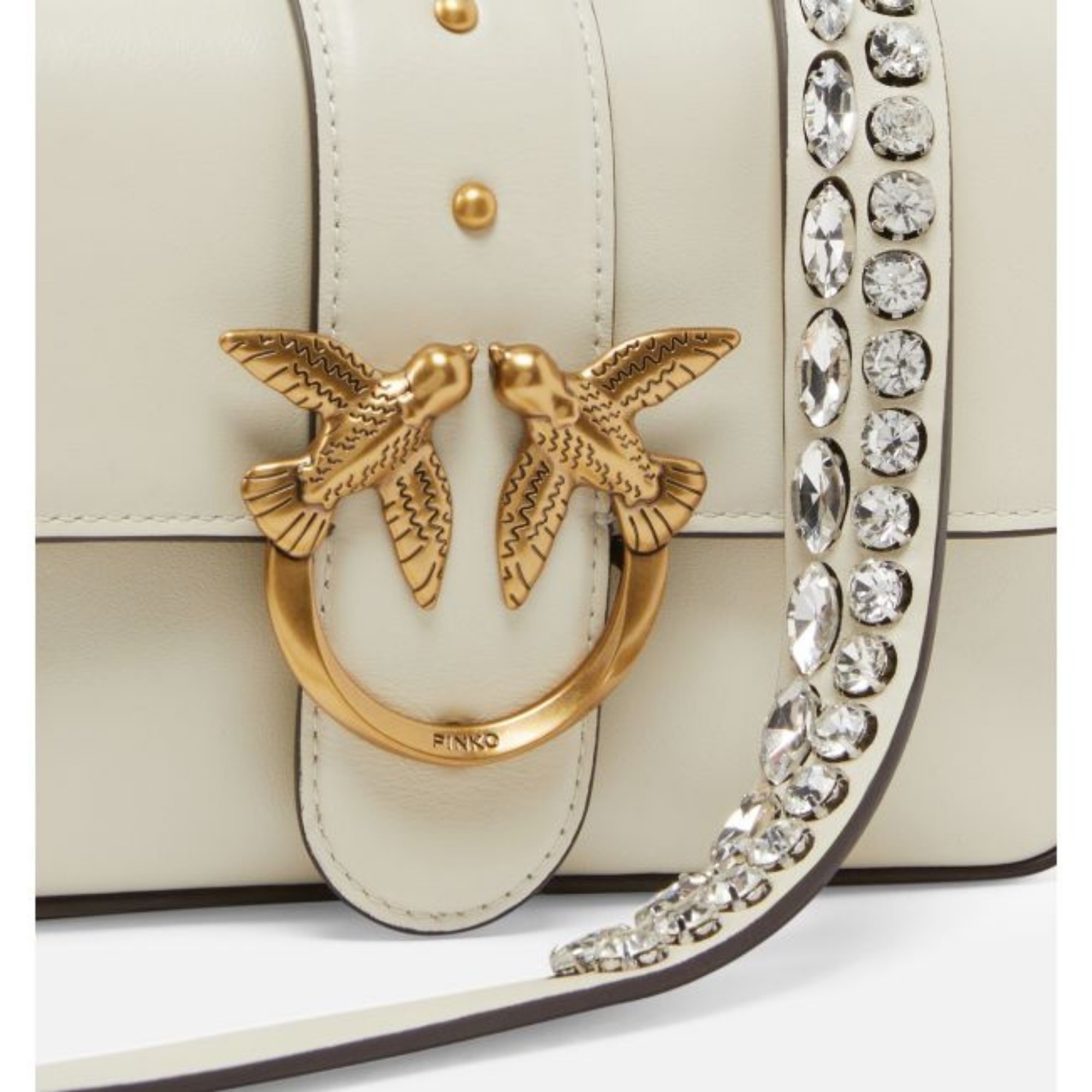 PINKO Rankinė per petį moterims, Balta, Love one mini slouchy mb+charm 4