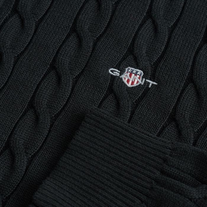 GANT Kardiganas vyrams, Juoda, cotton cable zipped cardigan 3