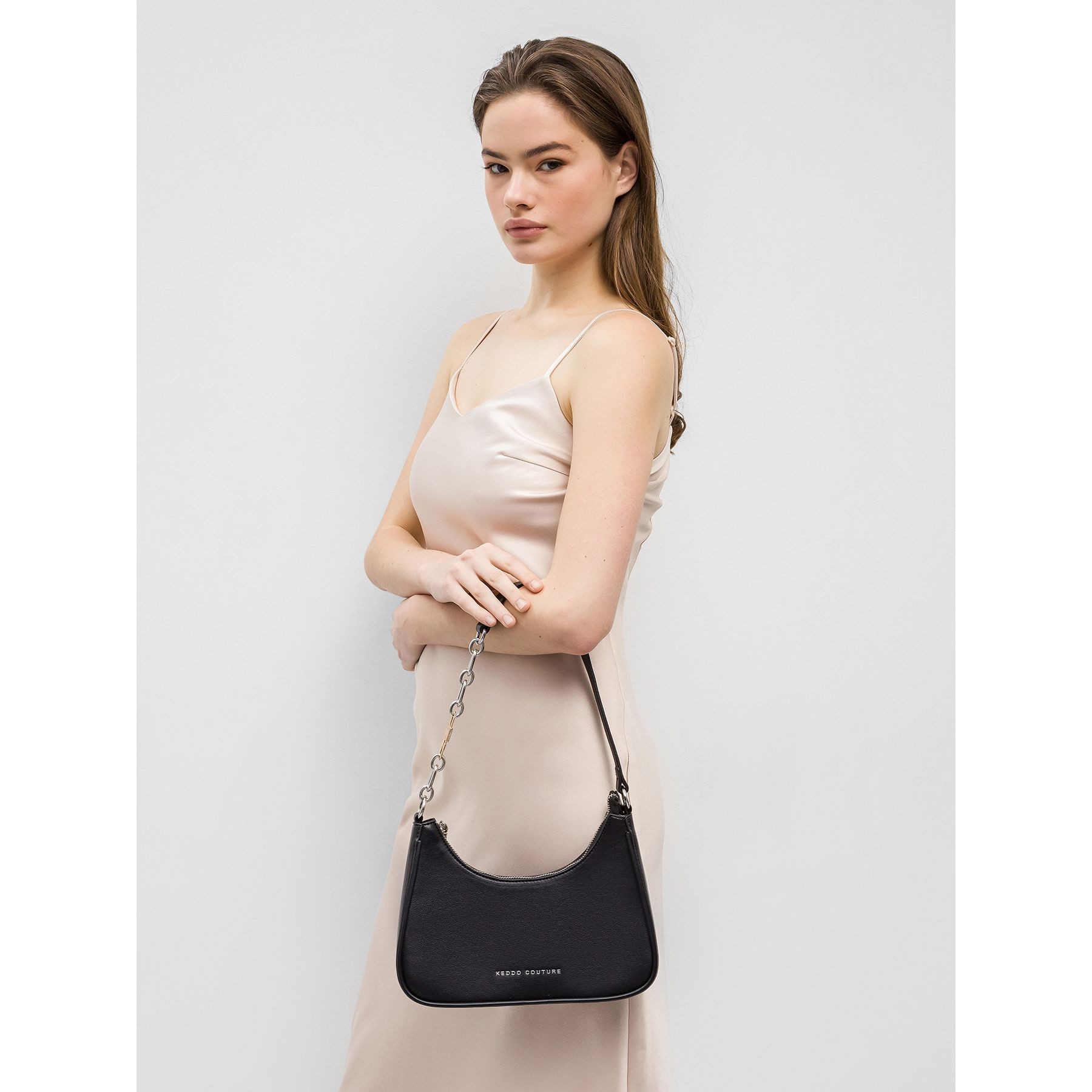 KEDDO COUTURE Rankinė per petį moterims, Juoda, Shoulder bag 5