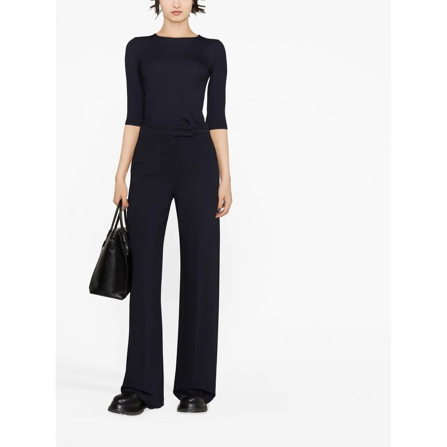 VINCE Marškinėliai ilgom. rankovėmis moterims, Mėlyna, Elbow crew t-shirt 2