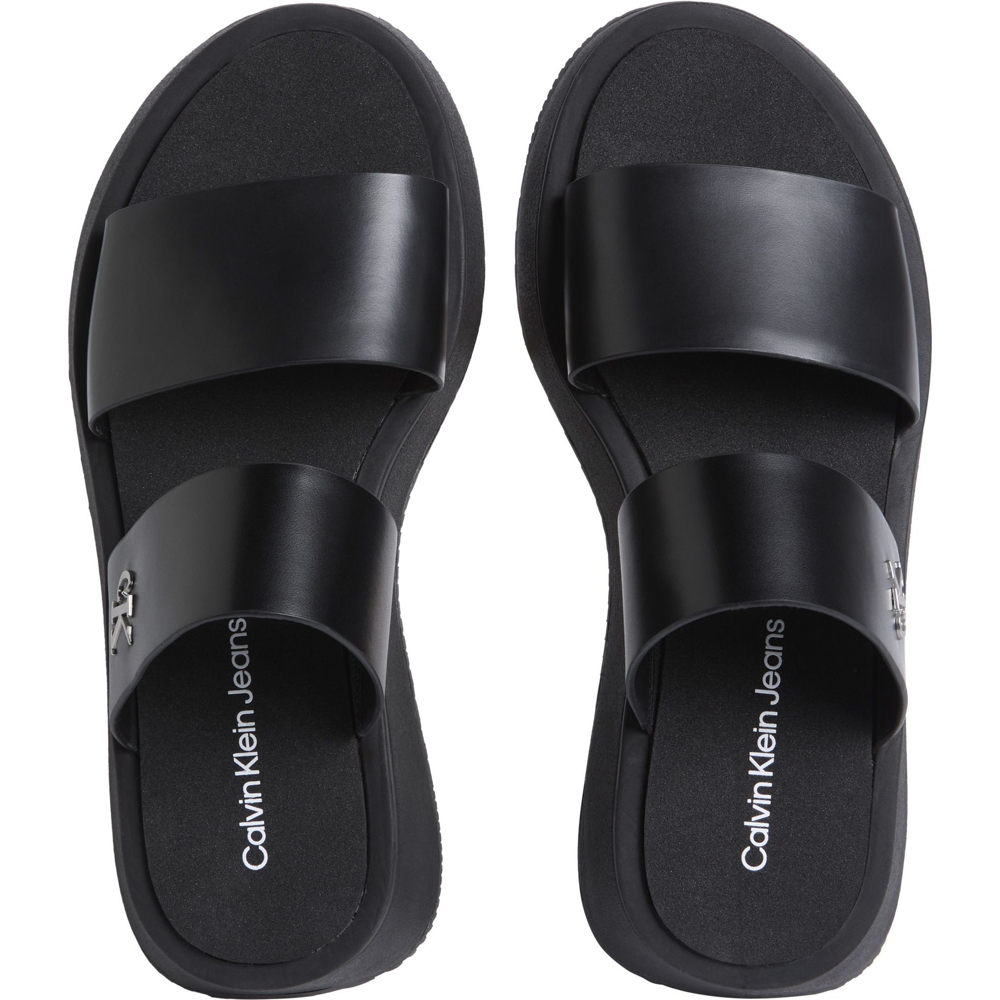 CALVIN KLEIN JEANS Basutės moterims, Juoda, Sandal slide double 3