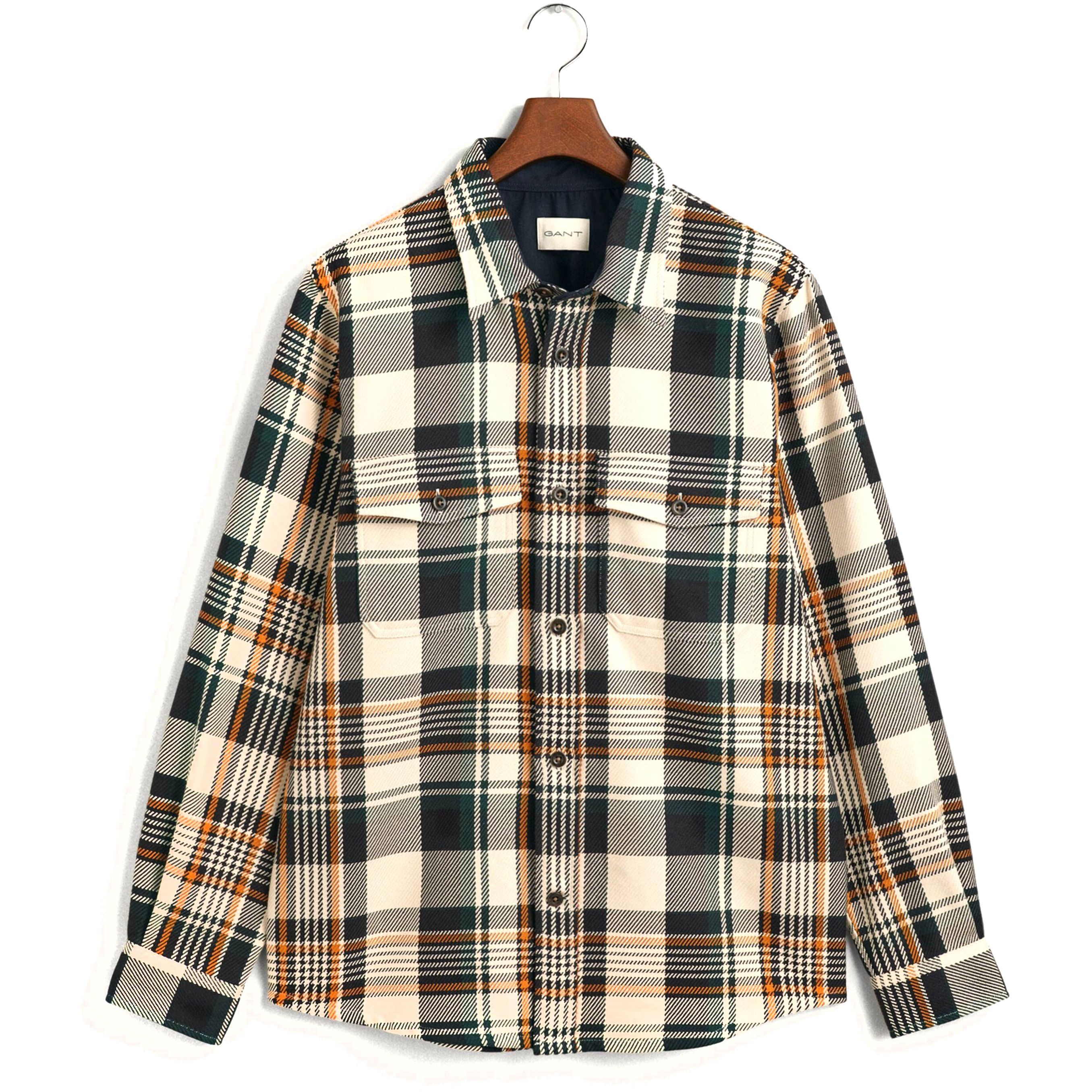 GANT Marškiniai vyrams, Pilka, HEAVY TWILL CHECK OVERSHIRT 1