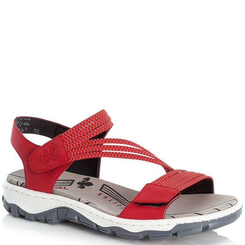 RIEKER Basutės moterims, Raudona, SANDALS 1