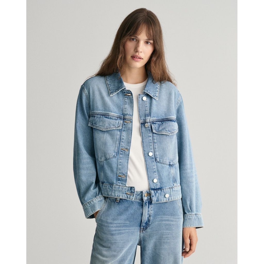 GANT Striukė moterims, Mėlyna, CROPPED DENIM JACKET 2