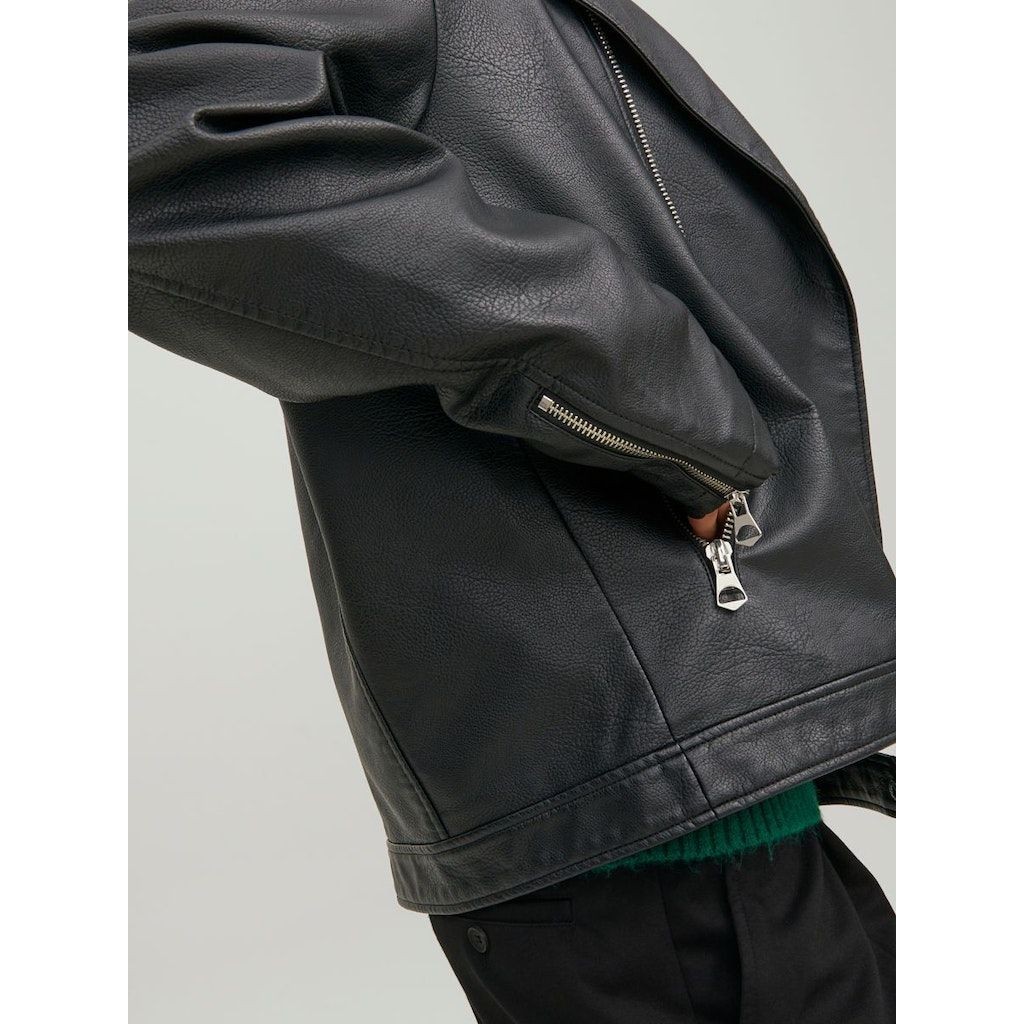 JACK & JONES Striukė vyrams, Juoda, JORFLORES BIKER JACK 5