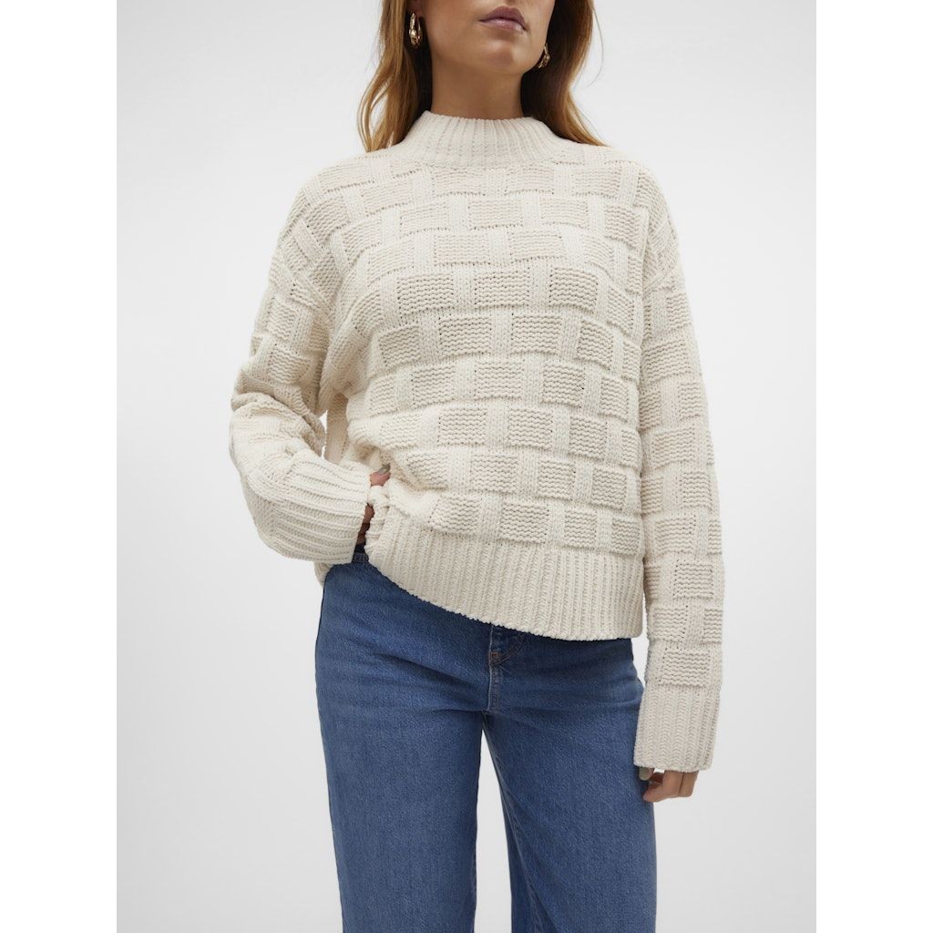 VERO MODA Megztinis su kaklu moterims, Smėlio, Isa highneck pullover boo 5