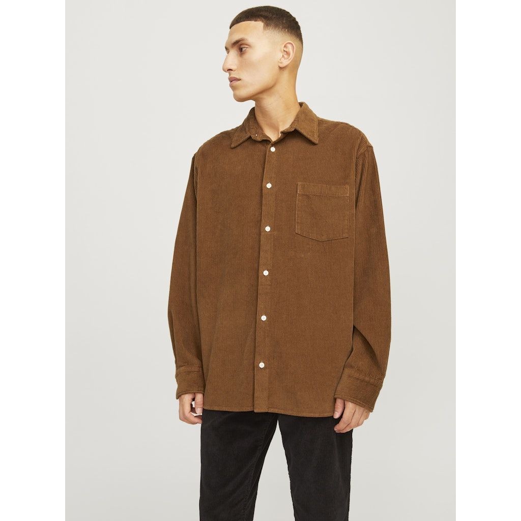 JACK & JONES Lengva striukė vyrams, Ruda, Blicher cord shirt 2