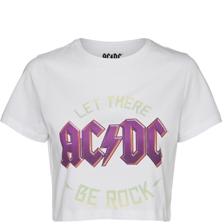 NOISY MAY Marškinėliai moterims, Balta, NMFRAN S/S CROPPED AC