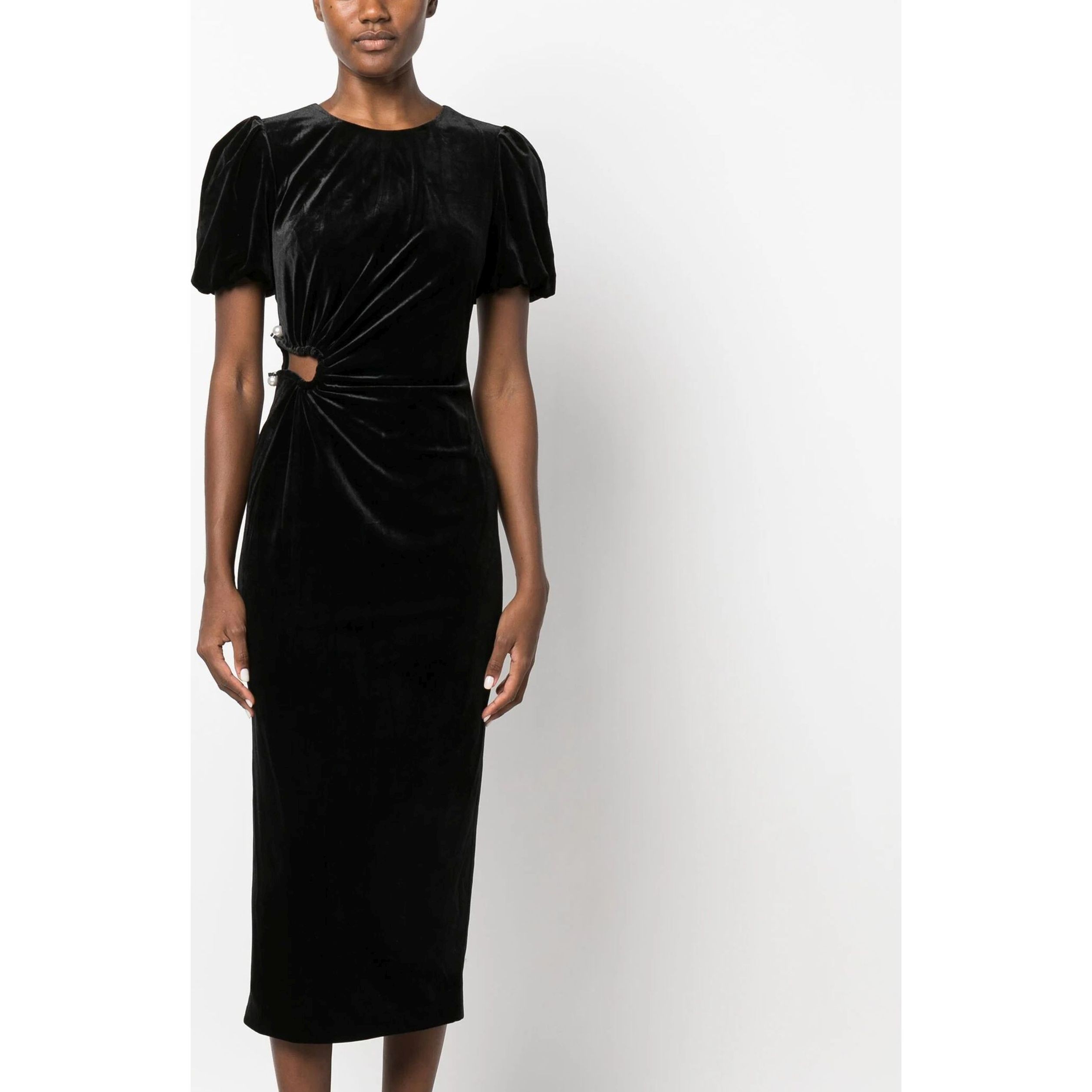 SELF PORTRAIT Midi suknelė moterims, Juoda, Velvet cut out midi dress 2