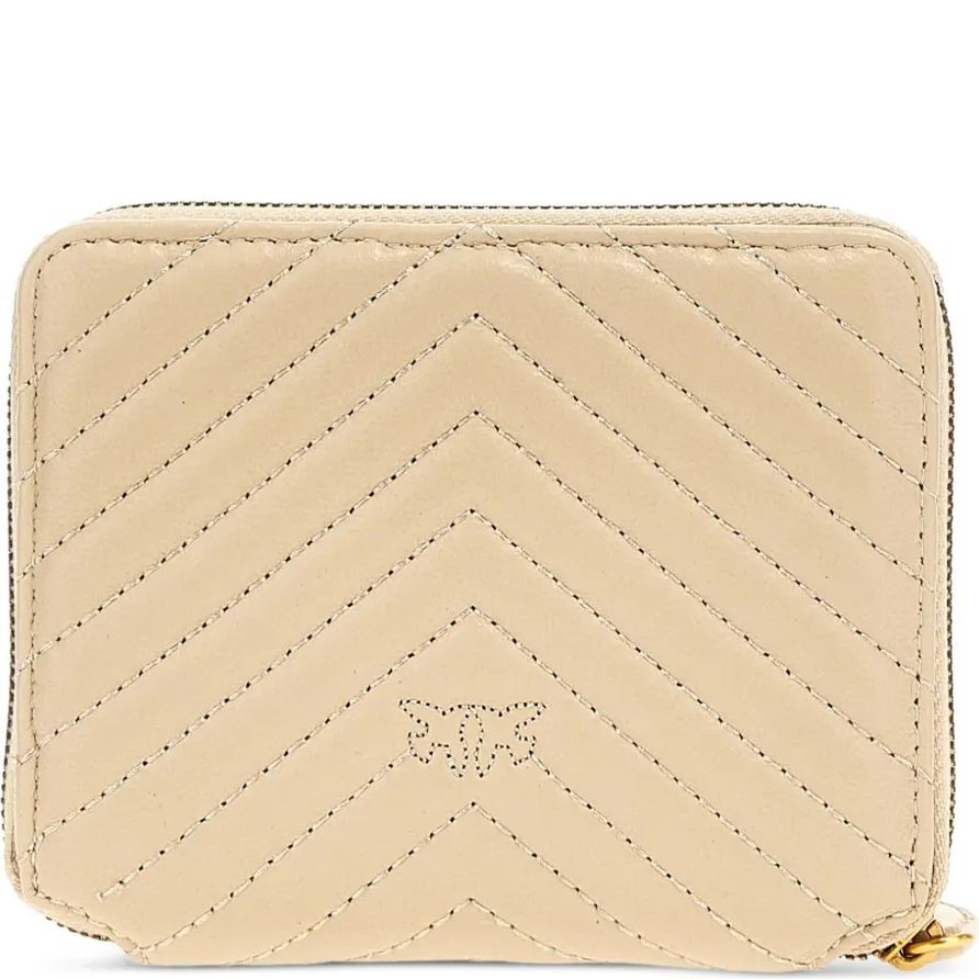 PINKO Piniginė moterims, Smėlio, Quilted leather wallet 2