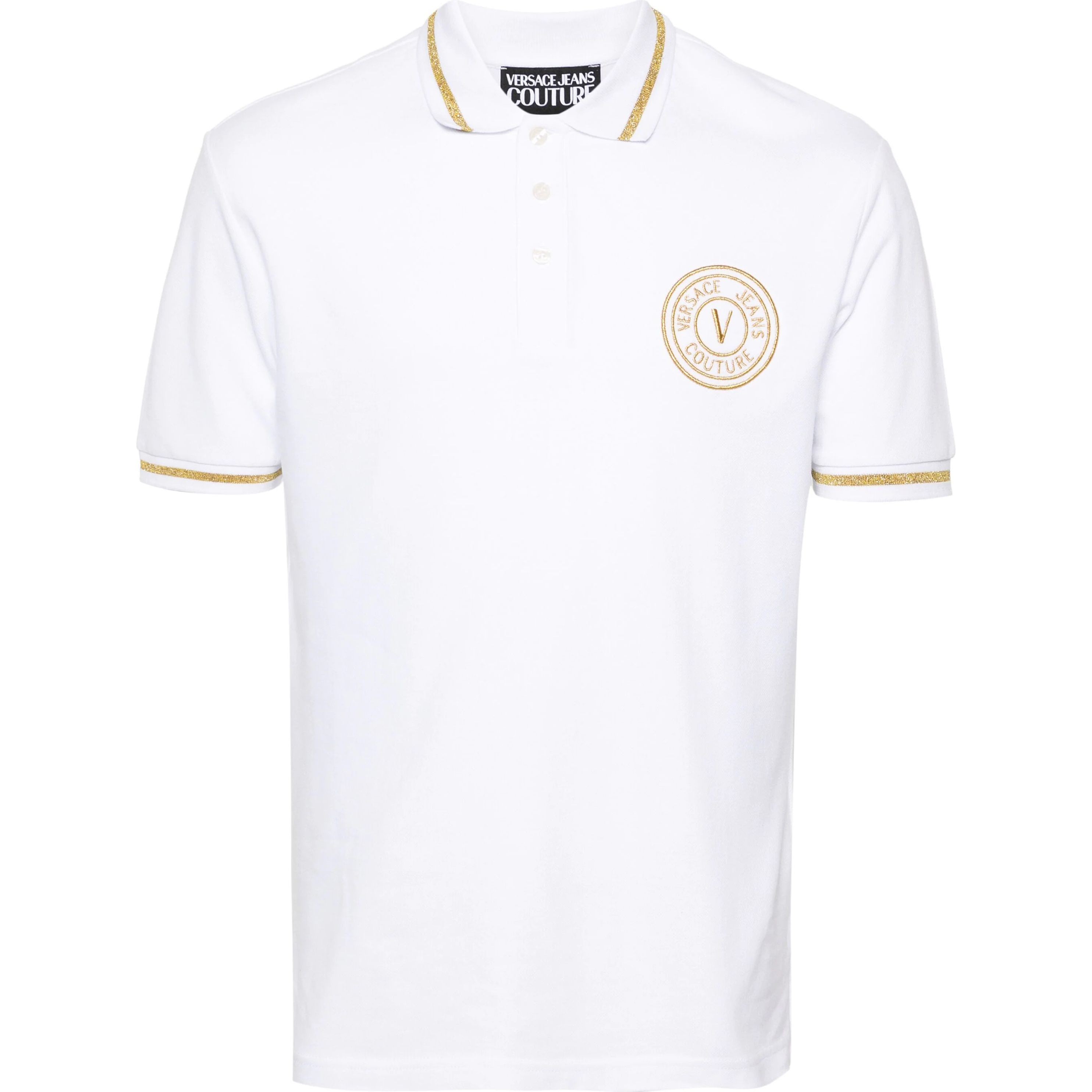VERSACE JEANS CUTURE Polo marškiniai trumpos rank. vyrams, Balta, Logo-embroidered polo shirt