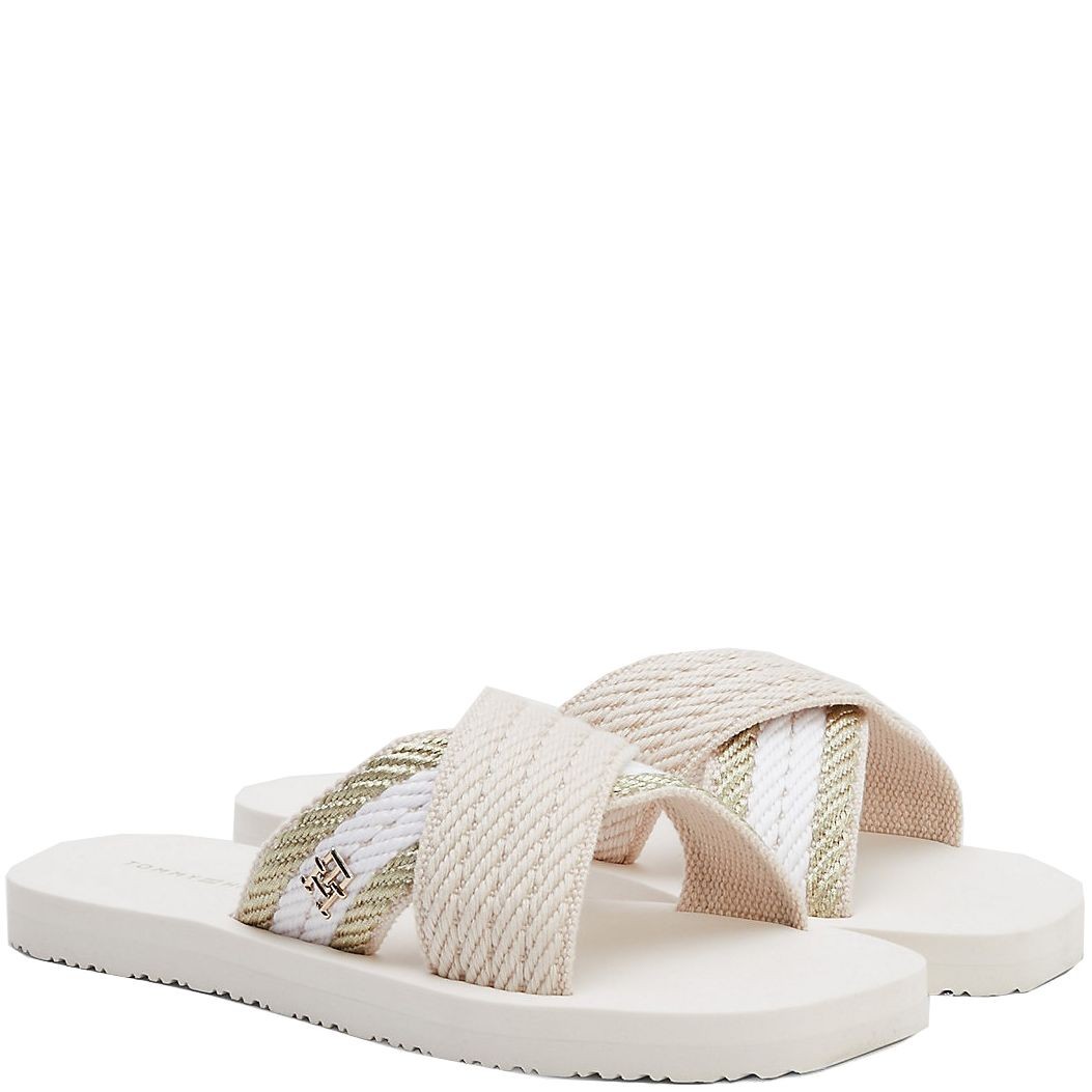 TOMMY HILFIGER Šlepetės moterims, Smėlio, Fresh webbing sandal 2