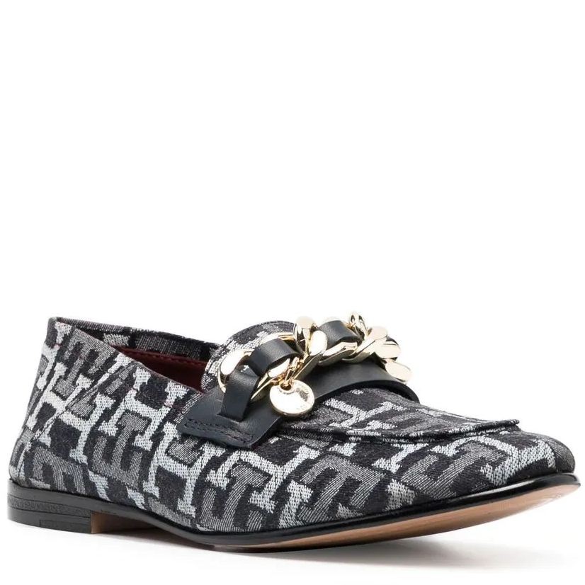 TOMMY HILFIGER Loaferiai moterims, Mėlyna, CHAIN LOAFER DENIM 1